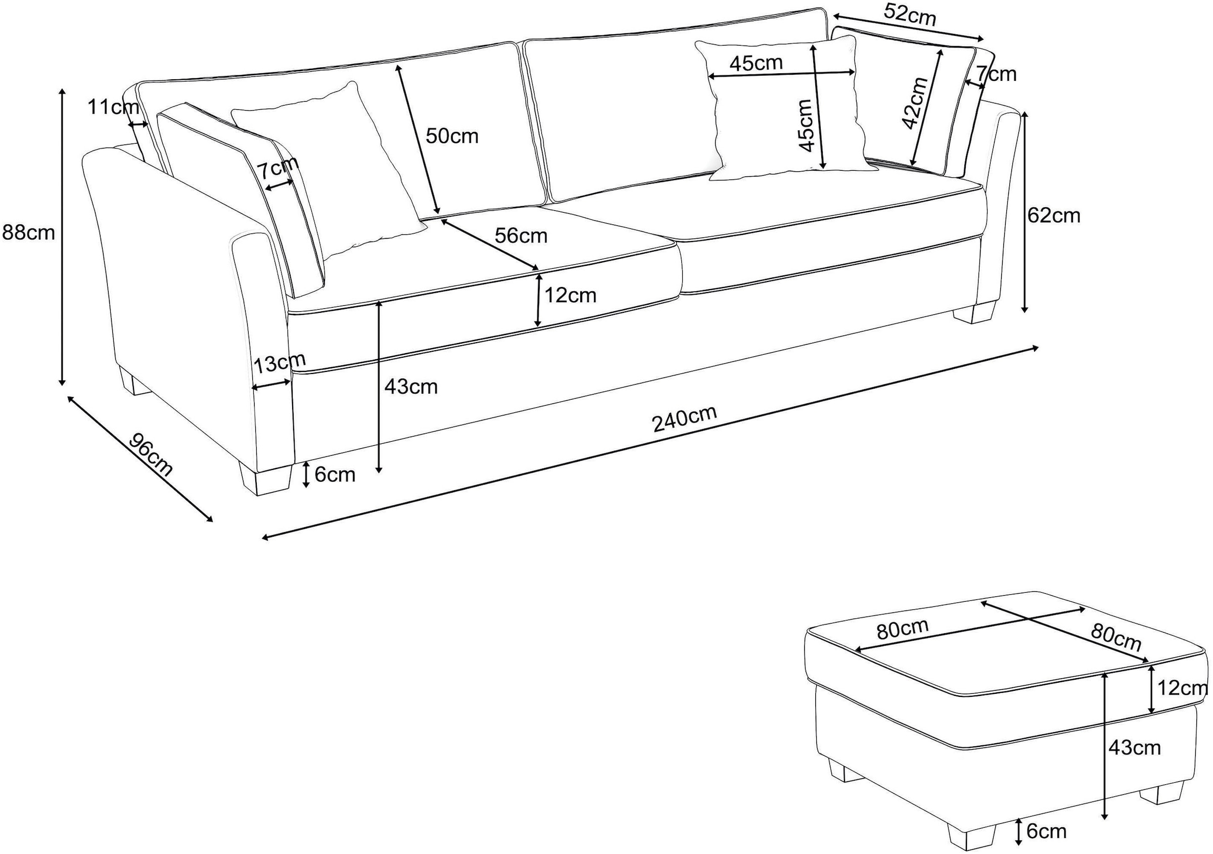 Home affaire Coin rembourré »CALIFORNIA« maritimer Landhausstil, Ecksofa, Hocker links / rechts montierbar