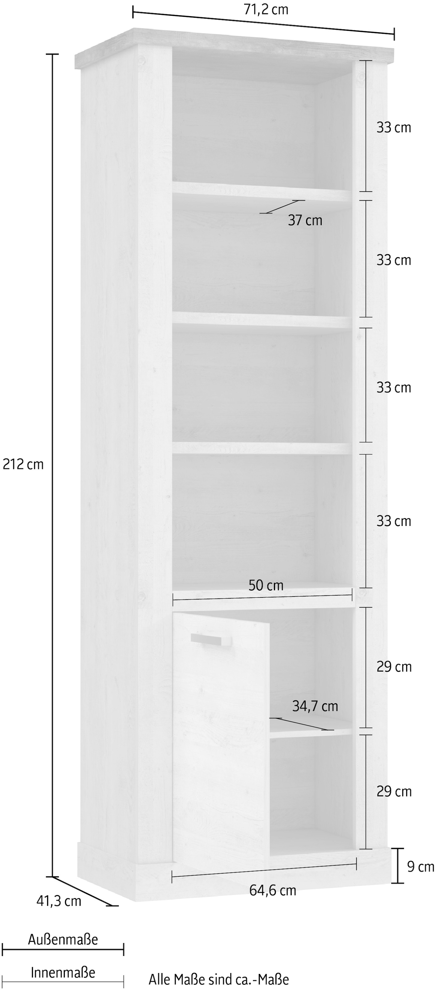 FORTE Bücherregal »Duro« Höhe  212 cm, Aktenregal mit Tür, im Landhausstil
