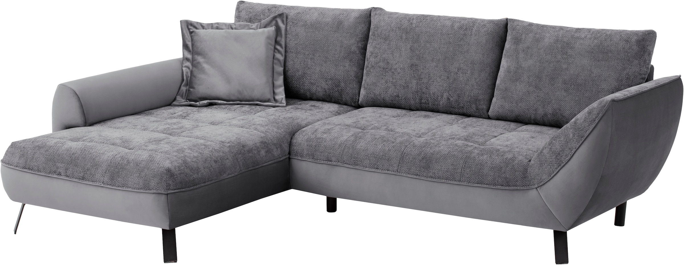 exxpo - sofa fashion Ecksofa »Bellinii, Materialmix, Strukturbezug und pflegeleichter Microvelours«, bequem und modern, Materialmix, L-Form