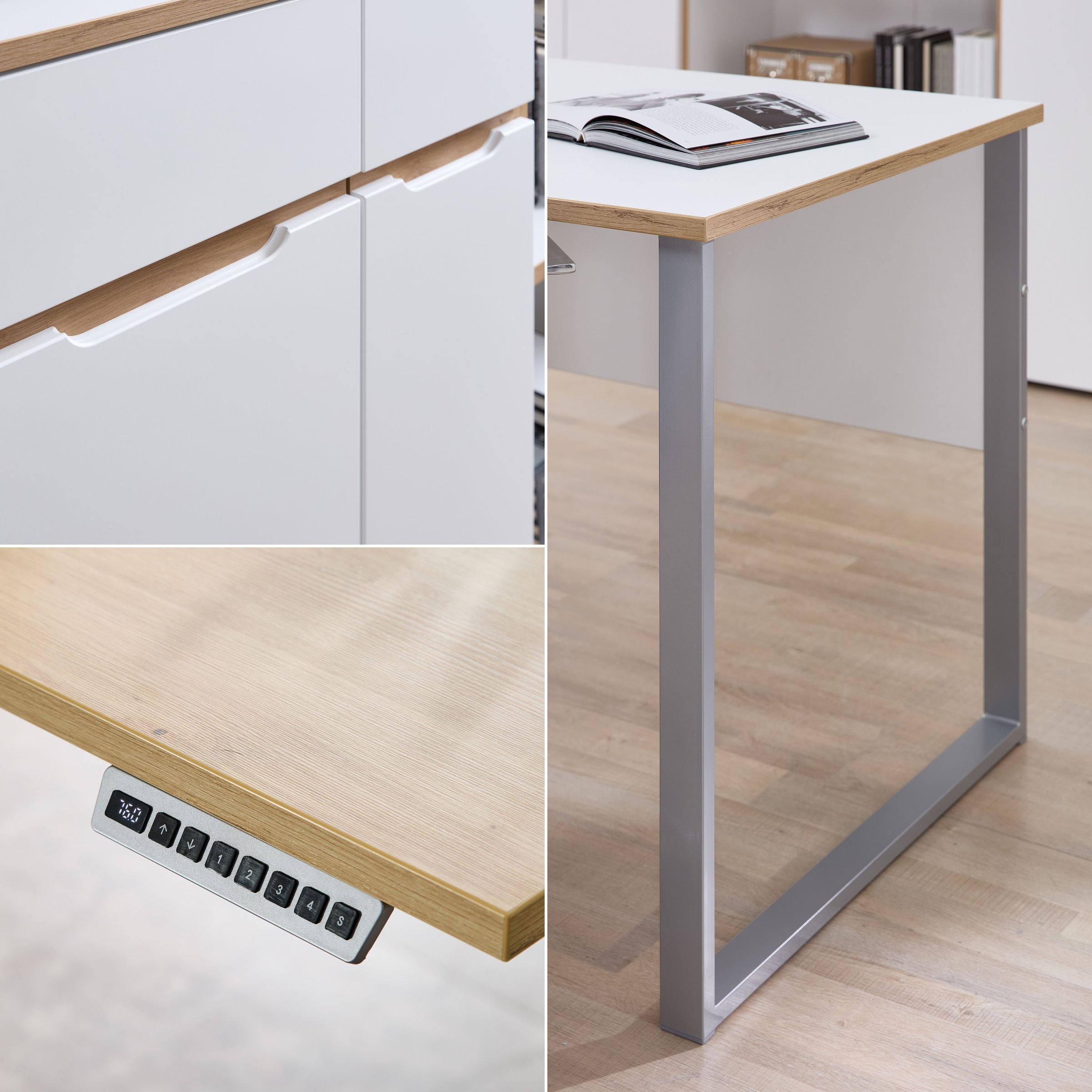 Innostyle Bureau »Memphis Eckschreibtisch, 223x77x170cm (B/H/T)« 1 cuis tlg. protection d’angle ABS, surface Soft Touch