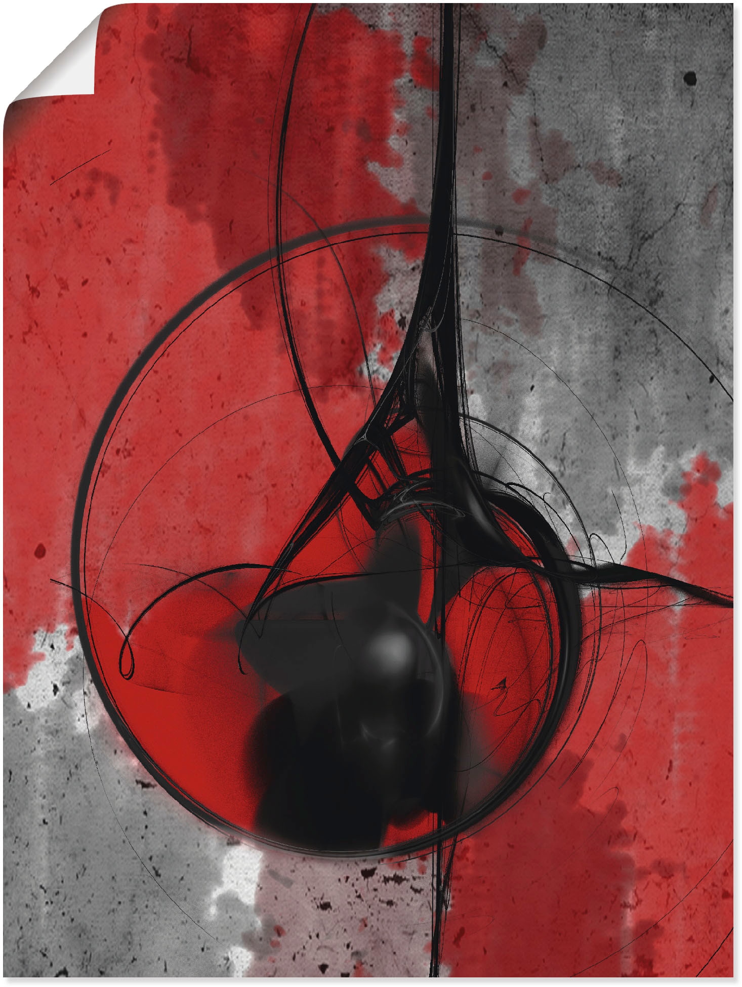 Image of Artland Wandbild "Abstrakt in rot und schwarz" Gegenstandslos 1 Stk. tlg. als Alubild, Leinwandbild, Poster in verschied. Grössen