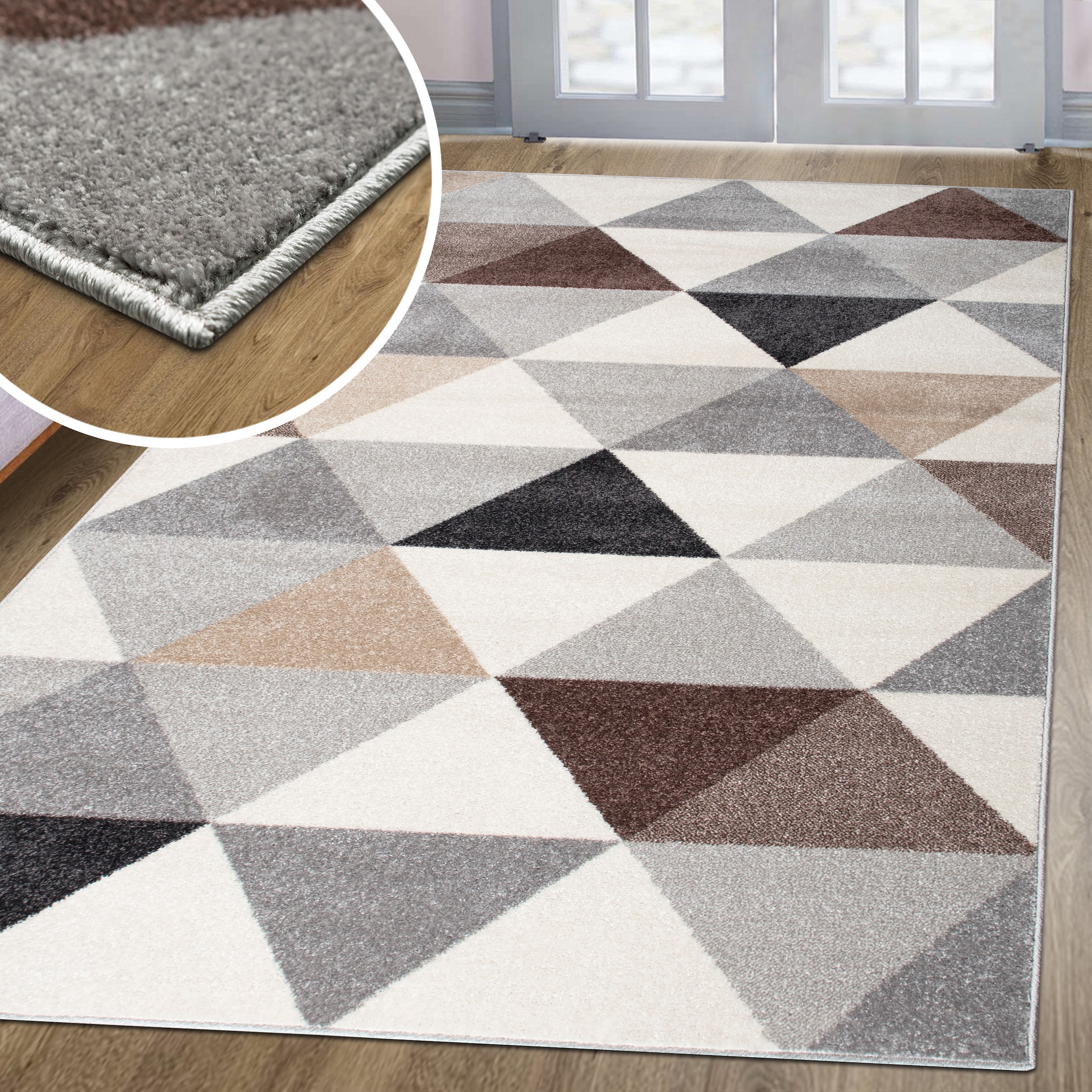 my home Teppich »Berlad Geo«, rechteckig, 9 mm Höhe, mit besonders weichem Flor, Kurzflor, modernes geometrisches Design