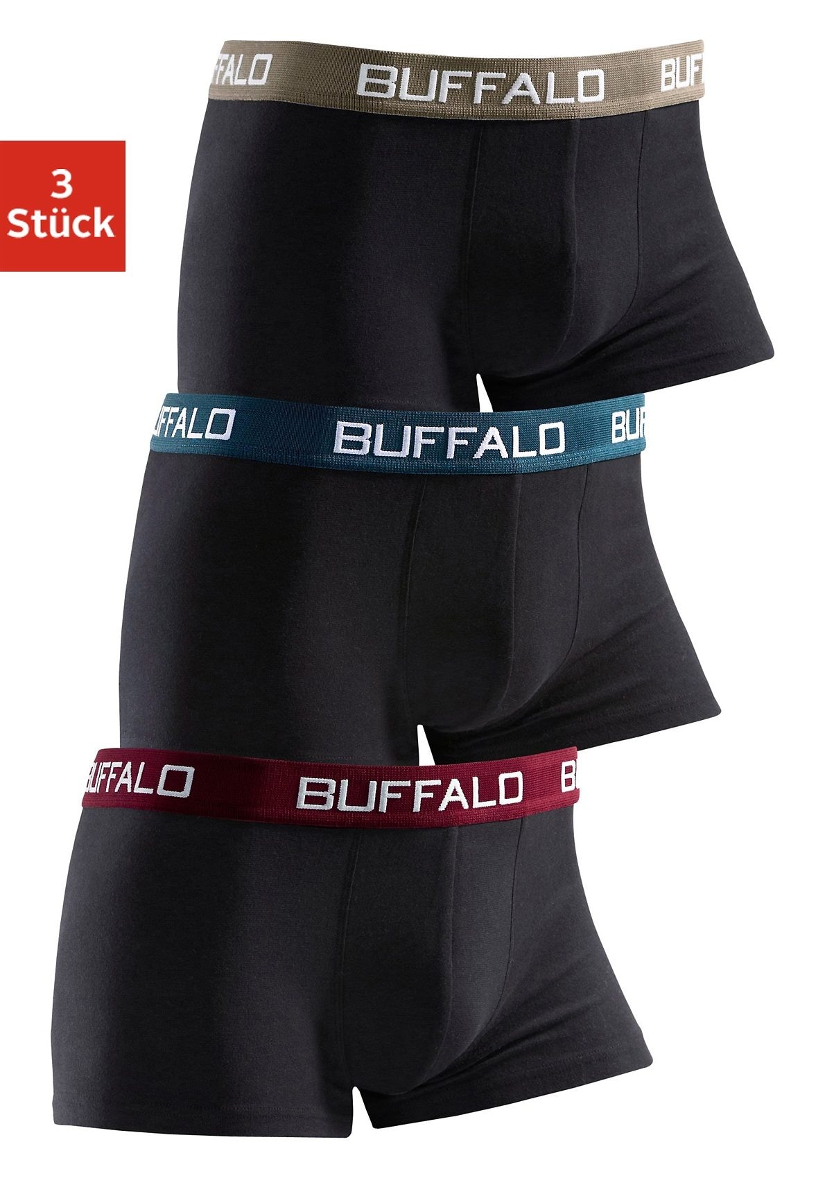 Image of Buffalo Boxer "Boxershorts für Jungen" Packung, 3 Stk. mit kontrastfarbenem Bündchen