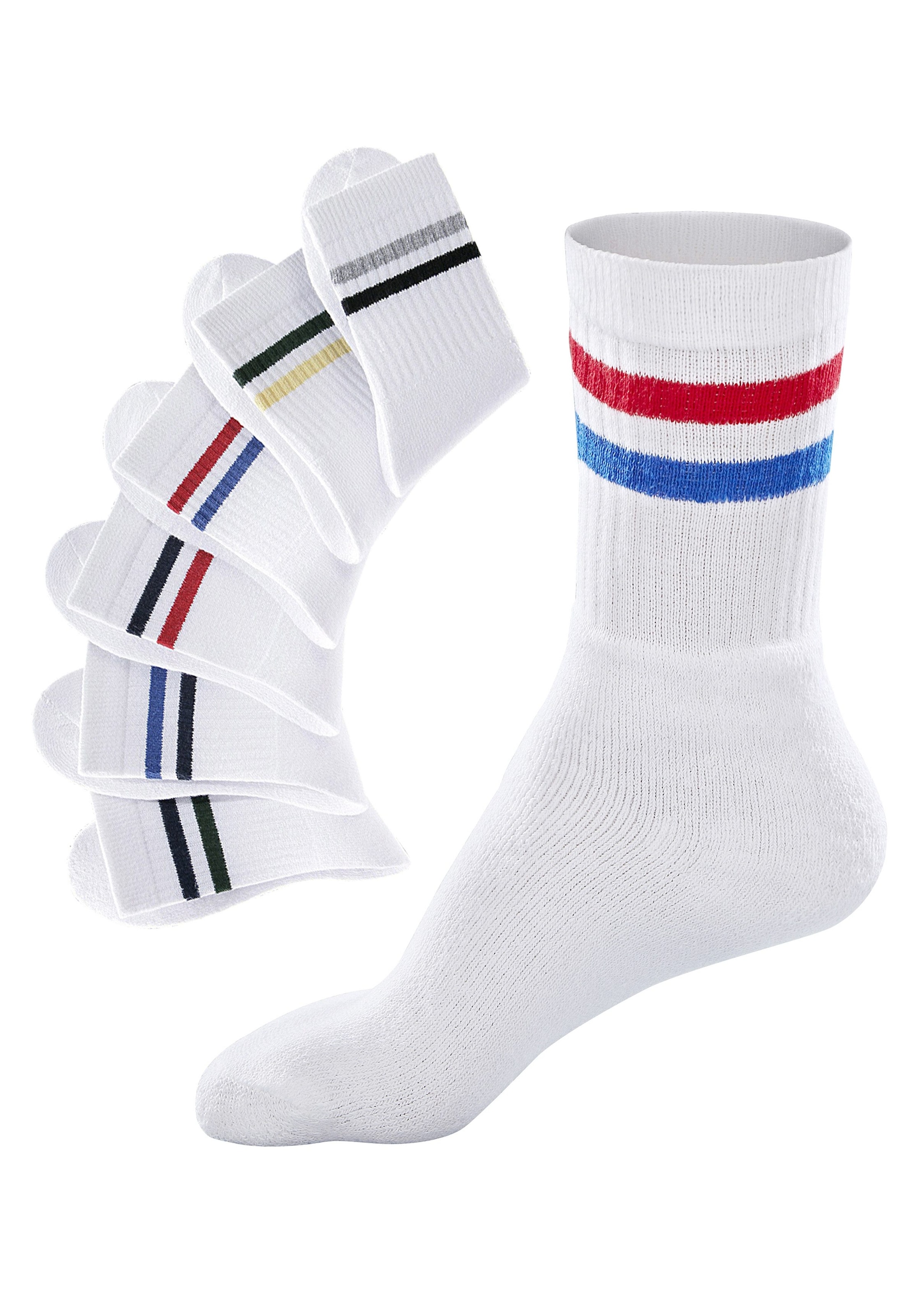 Go in Freizeitsocken, (Packung, 6 Paar), mit farbigen Streifen