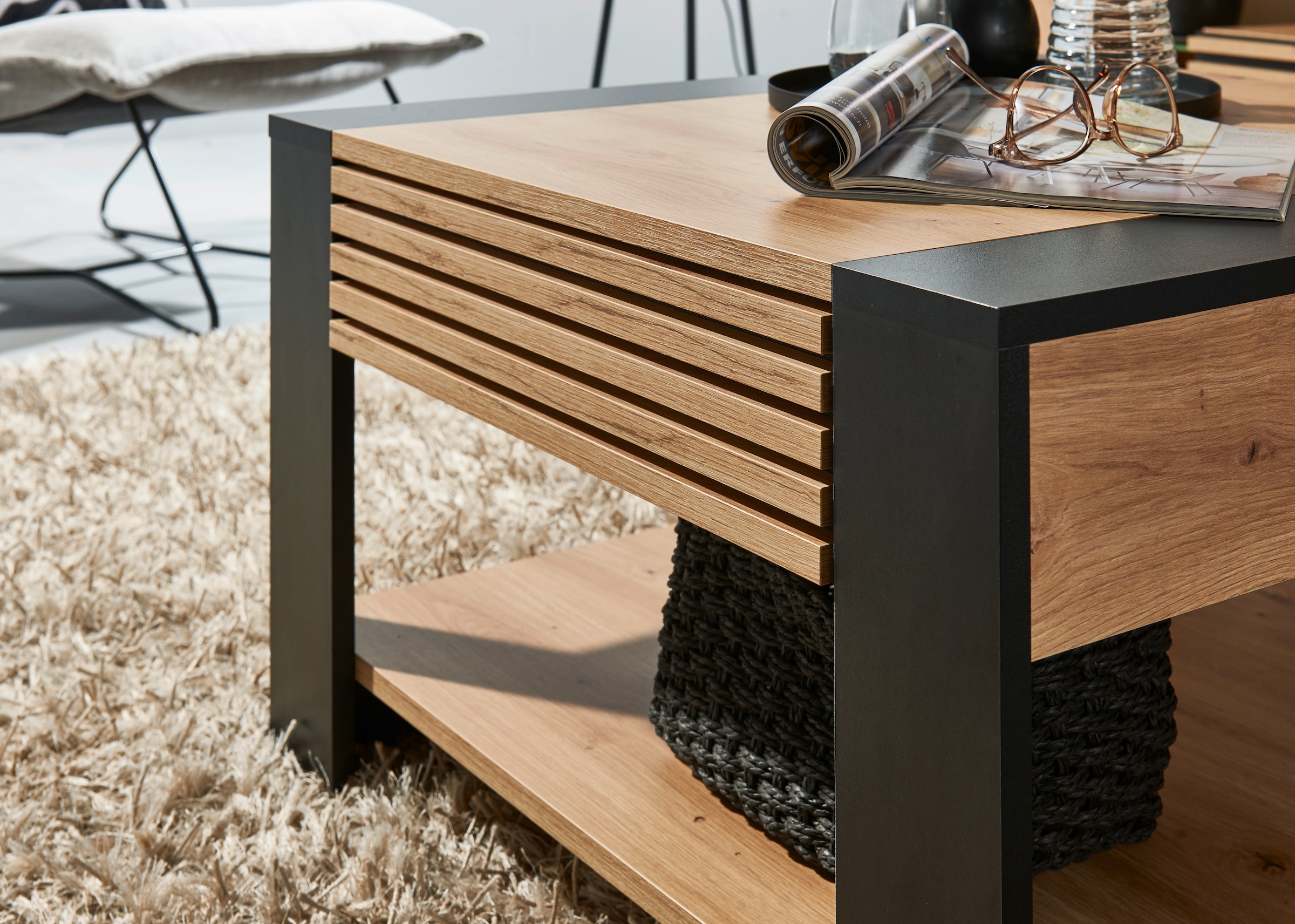 Stolkom Table basse »Feli Couchtisch B/H/T 70x42x70 cm« 1 cuis tlg. MDF, fest verleimten Stäbchen