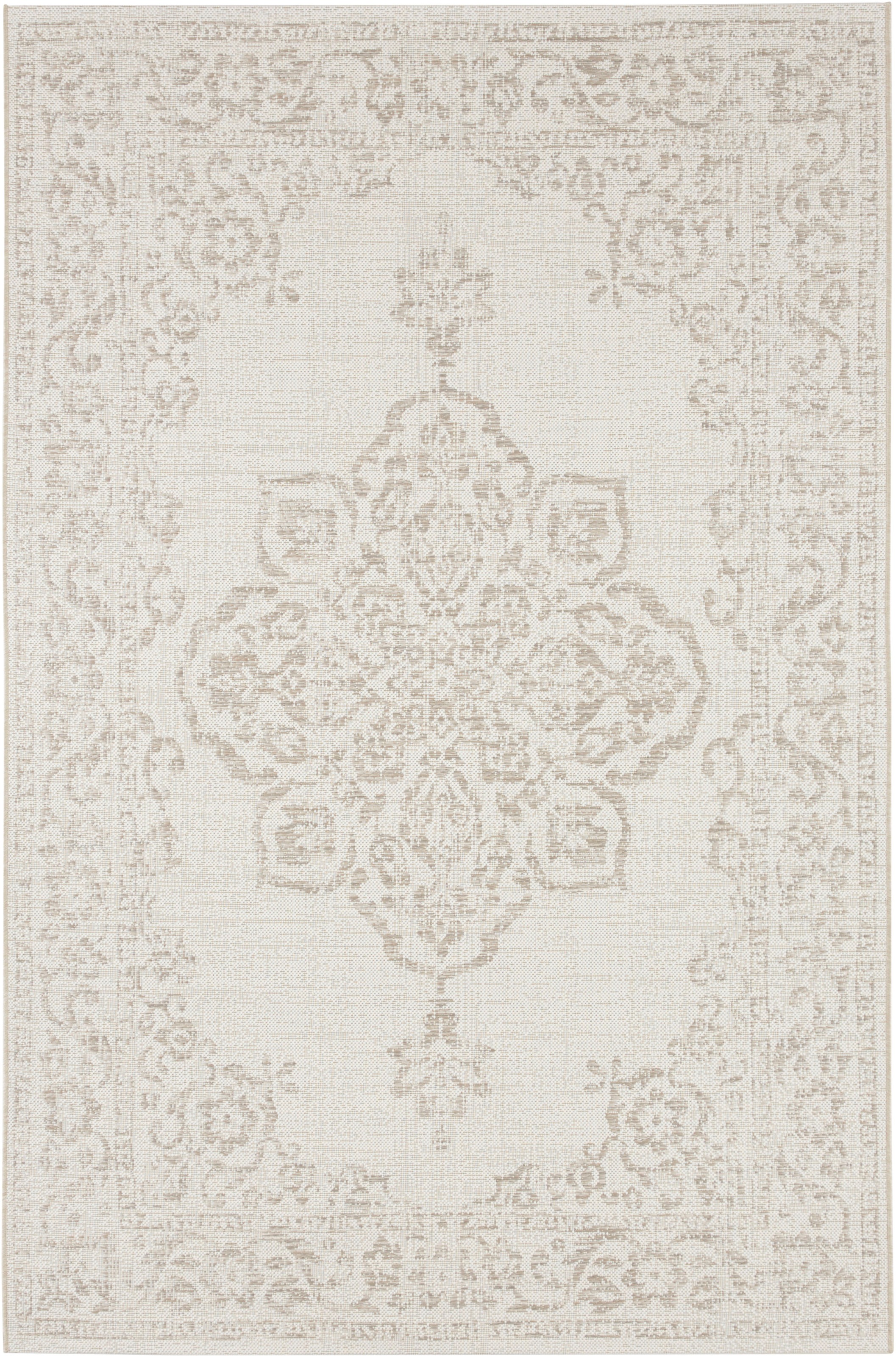 THE RUGS Indoor Outdoor Rug Tilos Vintage Oriental Polypropylene Durable in Cream | Size: 240cm x 340cm