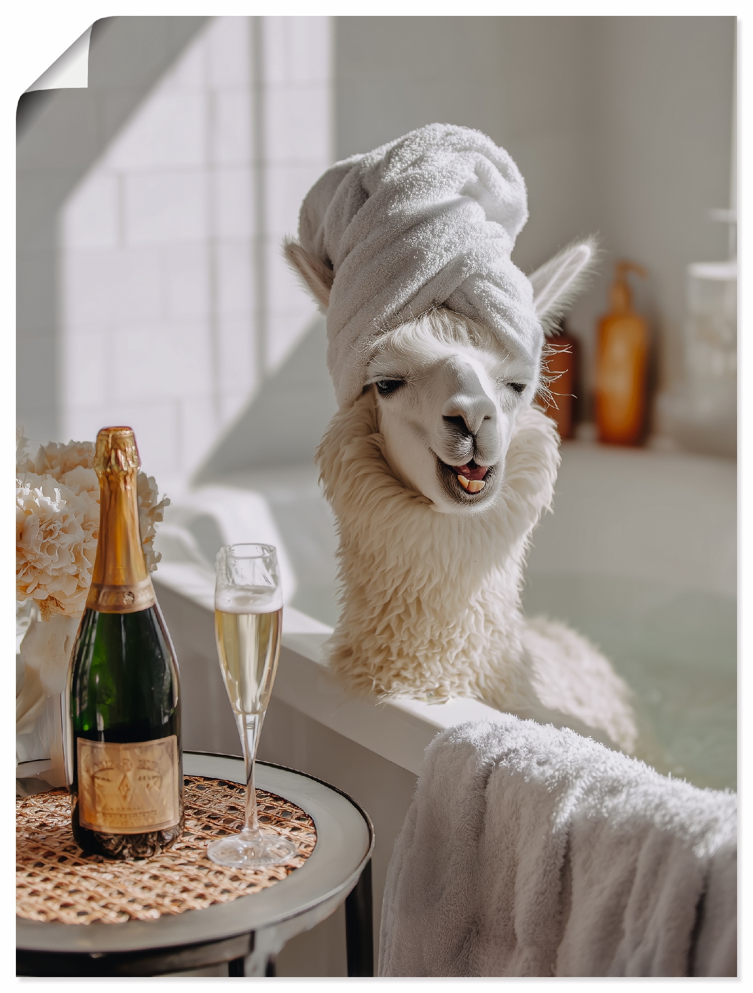 Image of Artland Wandbild "Lama in der Badewanne" 1 Stk. tlg. als Alubild, Leinwandbild, Poster, Wandaufkleber in verschied. Grössen