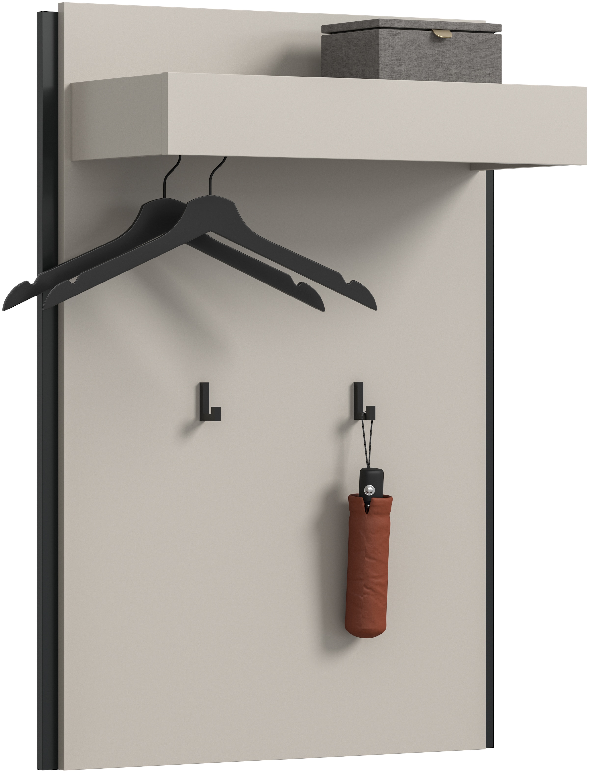 Home affaire Garderobenpaneel »RAK, Breite 75 cm, 2 Garderobenhaken, 1 Kleiderstange, 1 Ablageboden« Flurgarderobe, Paneel, Wandgarderobe, Wandpaneel, Garderobe