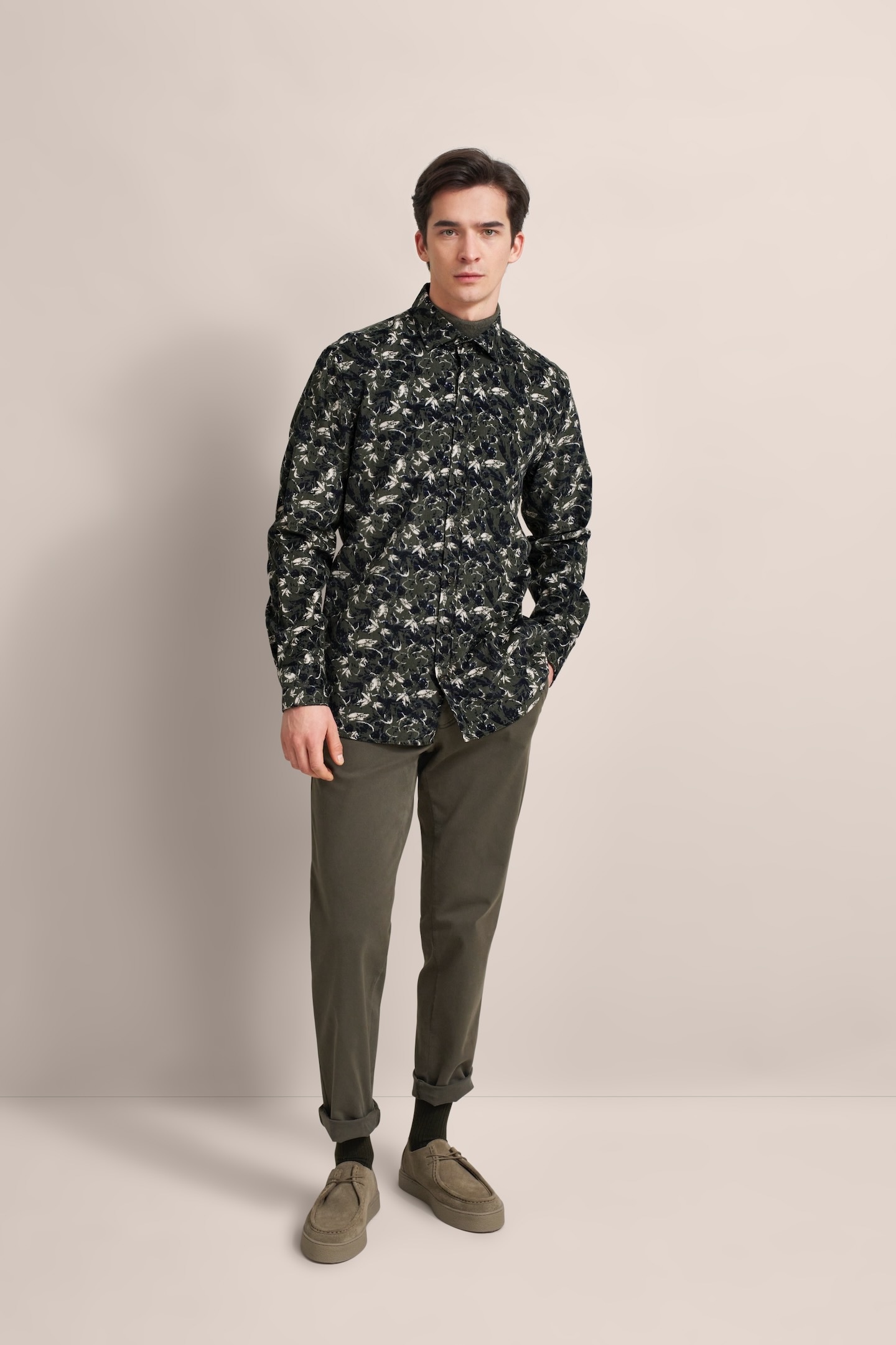 bugatti Chemise à manches longues mit grafischem Print