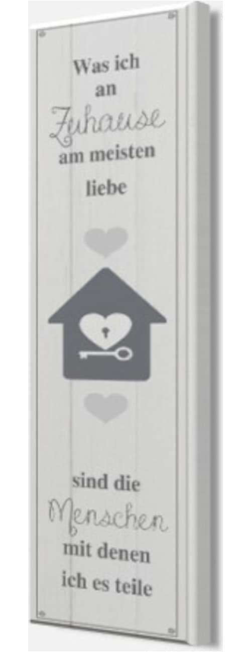 Bönninghoff Leinwandbild »Wandbild ZUHAUSE 25x120 cm – Leinwandbild Keilrahmen Deko modern« Herz | Sprüche & Texte 1 Stk. tlg. auf Keilrahmen gespannt