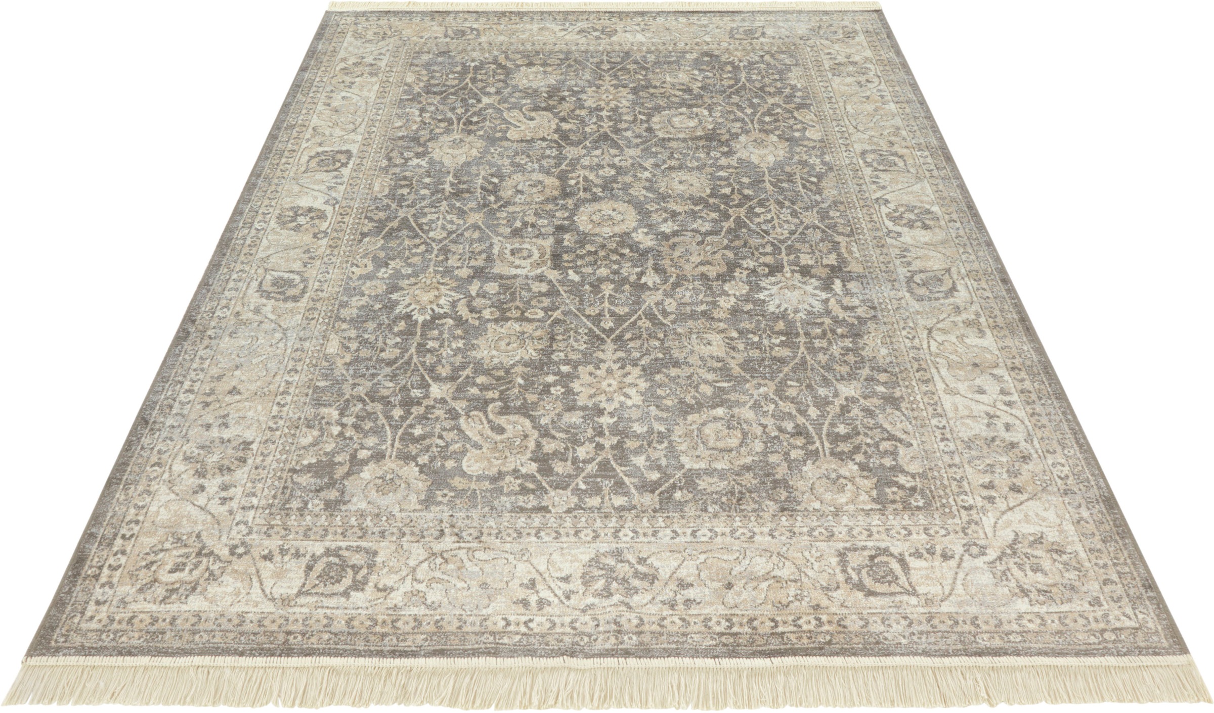 Image of NOURISTAN Designteppich »Nain Karun«, rechteckig, 3 mm Höhe, Viskose mit Fransen, Orient Design, Seiden Optik, Wohnzimmer, Schlafzimmer, Strapazierfähig, Pflegeleicht bei Ackermann Versand Schweiz