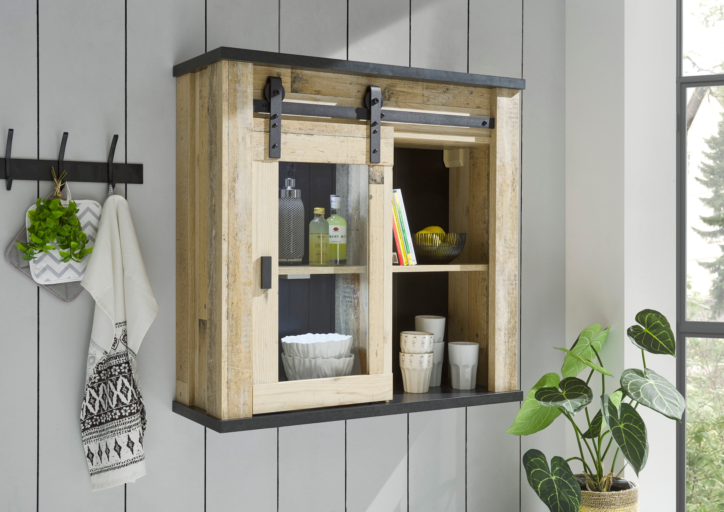 Home affaire Hängeschrank »Sherwood« mit Scheunentorbeschlag aus Metall, Höhe 90 cm