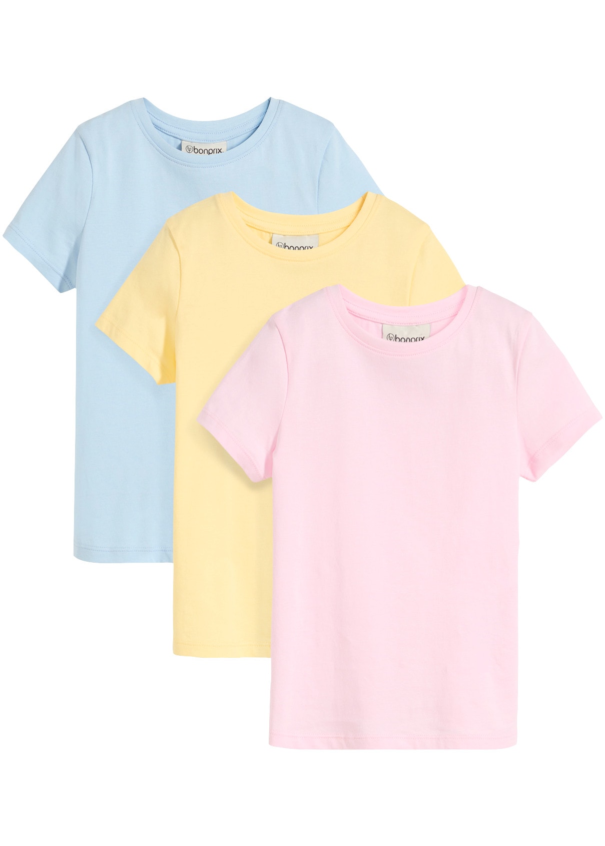 Image of bonprix T-Shirt Packung, 3er, mit Rundhalsausschnitt, Kurzarm-Design, gerader Schnitt, im 3er Pack