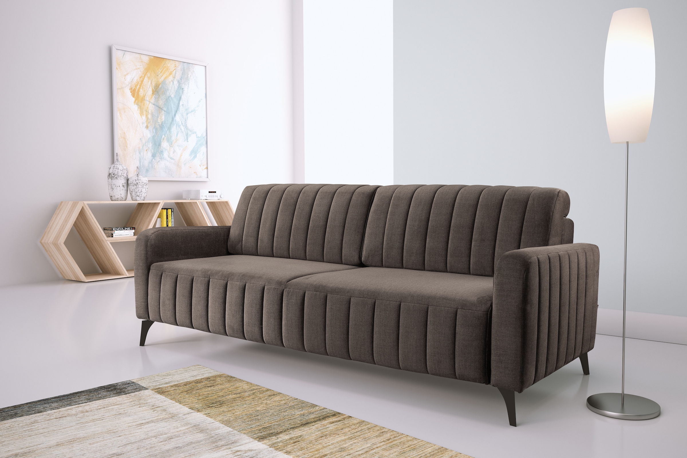 3-Sitzer »Grande, hochwertiges Schlafsofa aus Microvelours«, mit Bettfunktion und...