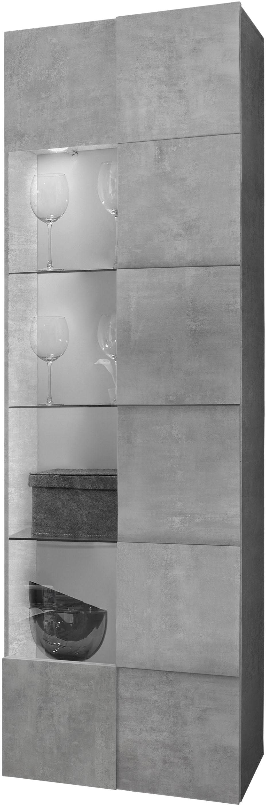 Image of Home affaire Vitrine "Dama Höhe 187 cm, Breite 60 cm, Stauraumvitrine mit 1 Tür," Standvitrine - Front in 3D-Optik, viel Stauraum, verschiedene Farben