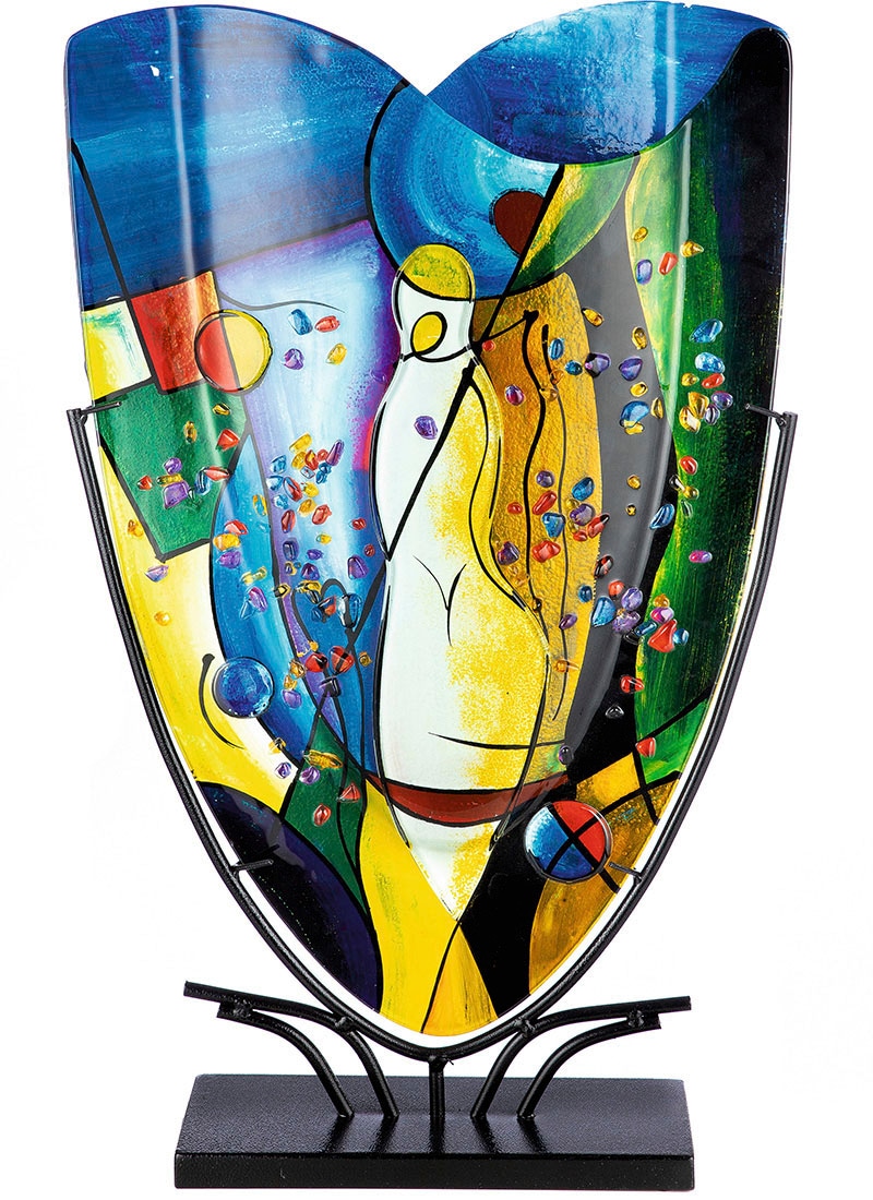 Casablanca by Gilde Tischvase "Magic, Dekovase" Vase aus Glas, mit schwarzem Metallfuss
