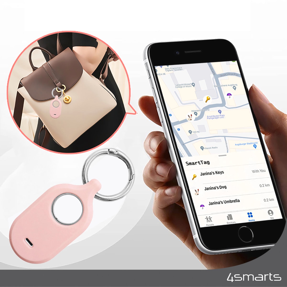4smarts Schlüsselanhänger Set »Silicone Case für Samsung SmartTag2«, (Set, bestehend aus 4 Silikon Schlüsselanhängern), integrierter Schlüsselring