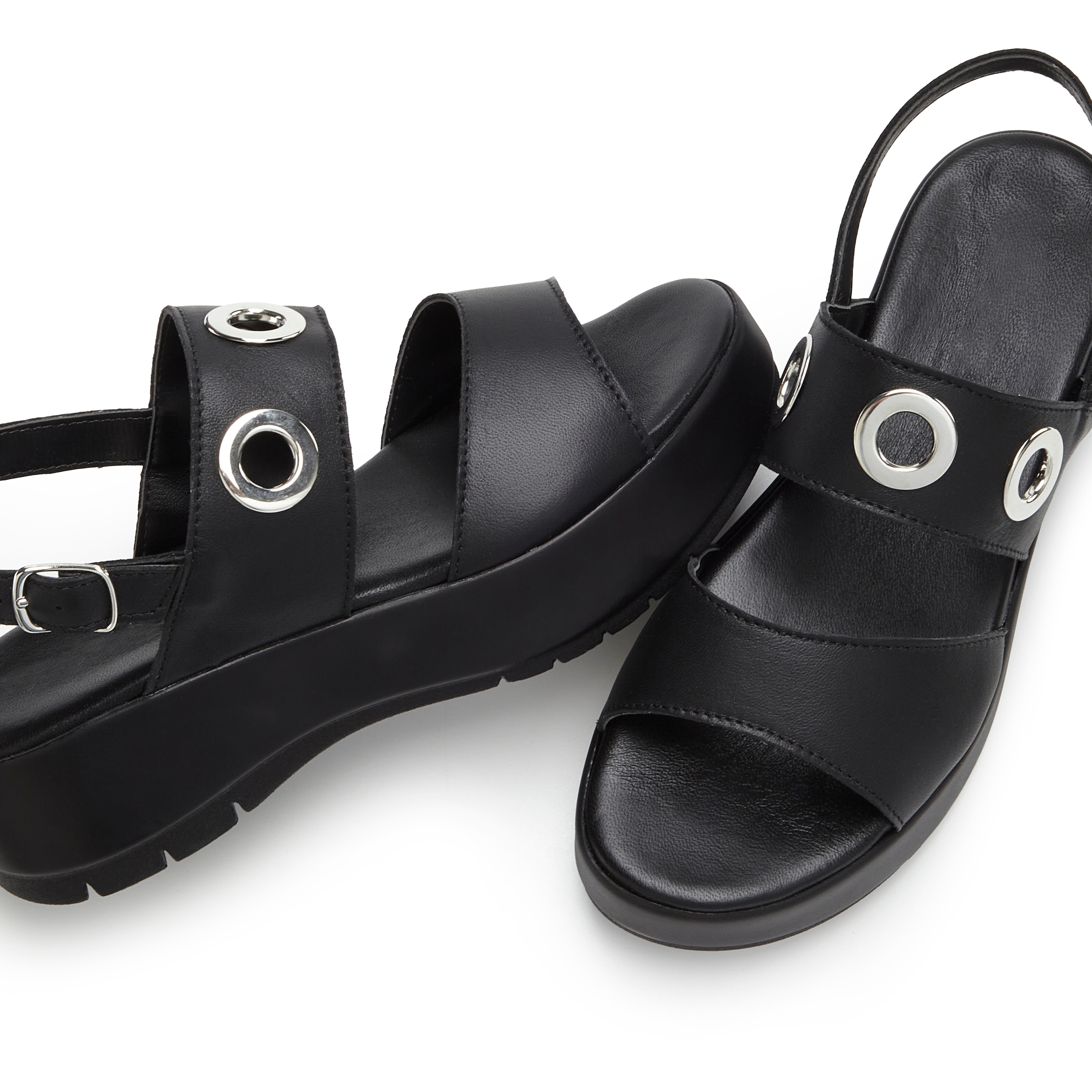 French Connection Sandales »Sandale, Ledersandale, offener Schuh, Sommerschuhe, Ledersandalette«  NEU aus Leder mit modisch bequemer Plateausohle