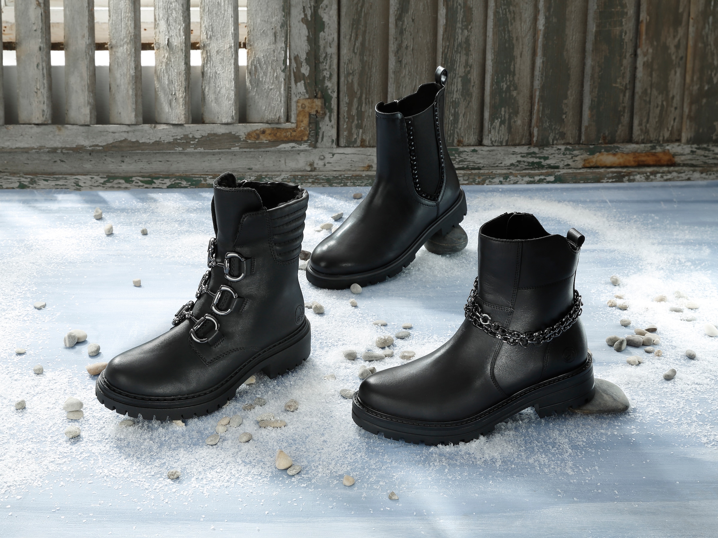 Remonte Stiefelette »Elisabeth Hurley-Collection«, Blockabsatz, Bikerboots, Chunky-Boots mit Innenreissverschluss