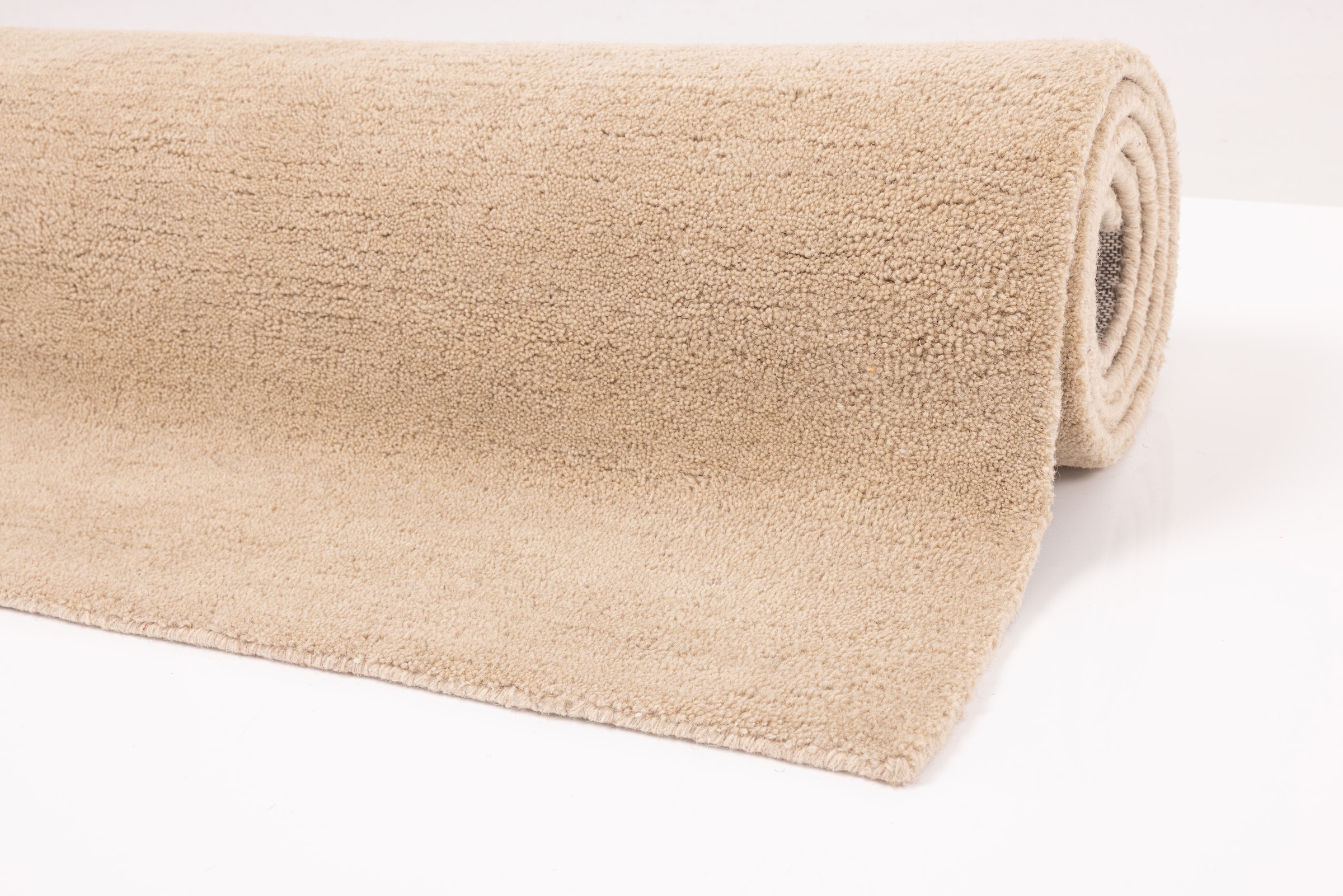 my home Wollteppich »Gabbo Natur,  Handweb Teppich,  reine Wolle, handgewebt« rechteckig 14 mm Höhe reine Wolle, Uni,handgewebt, Wohnzimmer, Schlafzimmer, Esszimmer