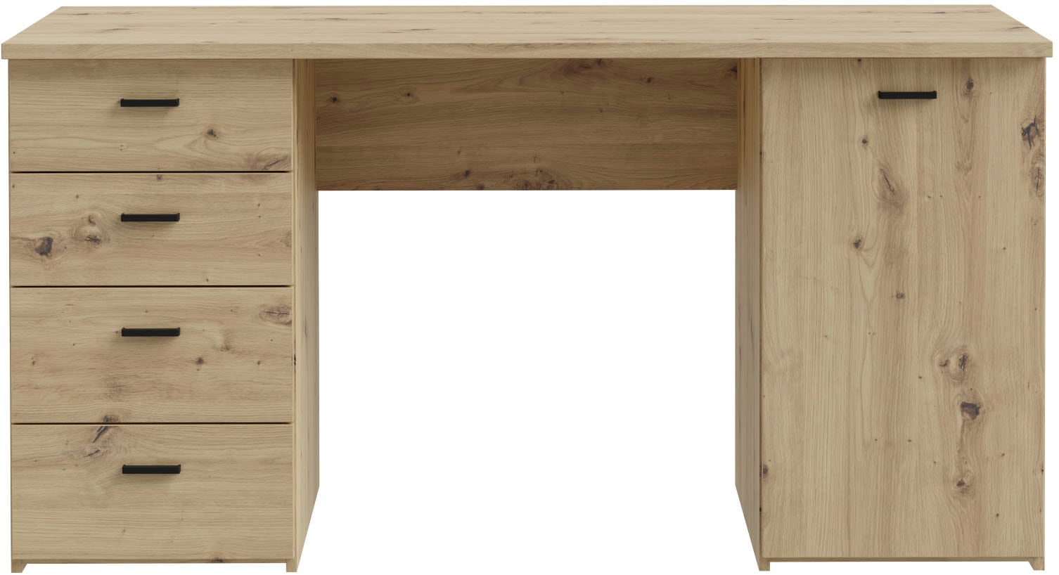 FORTE Schreibtisch »Goldsboro« mit 4 Schubladen, Soft-Close, Metallgriffe in schwarz, Breite 145 cm