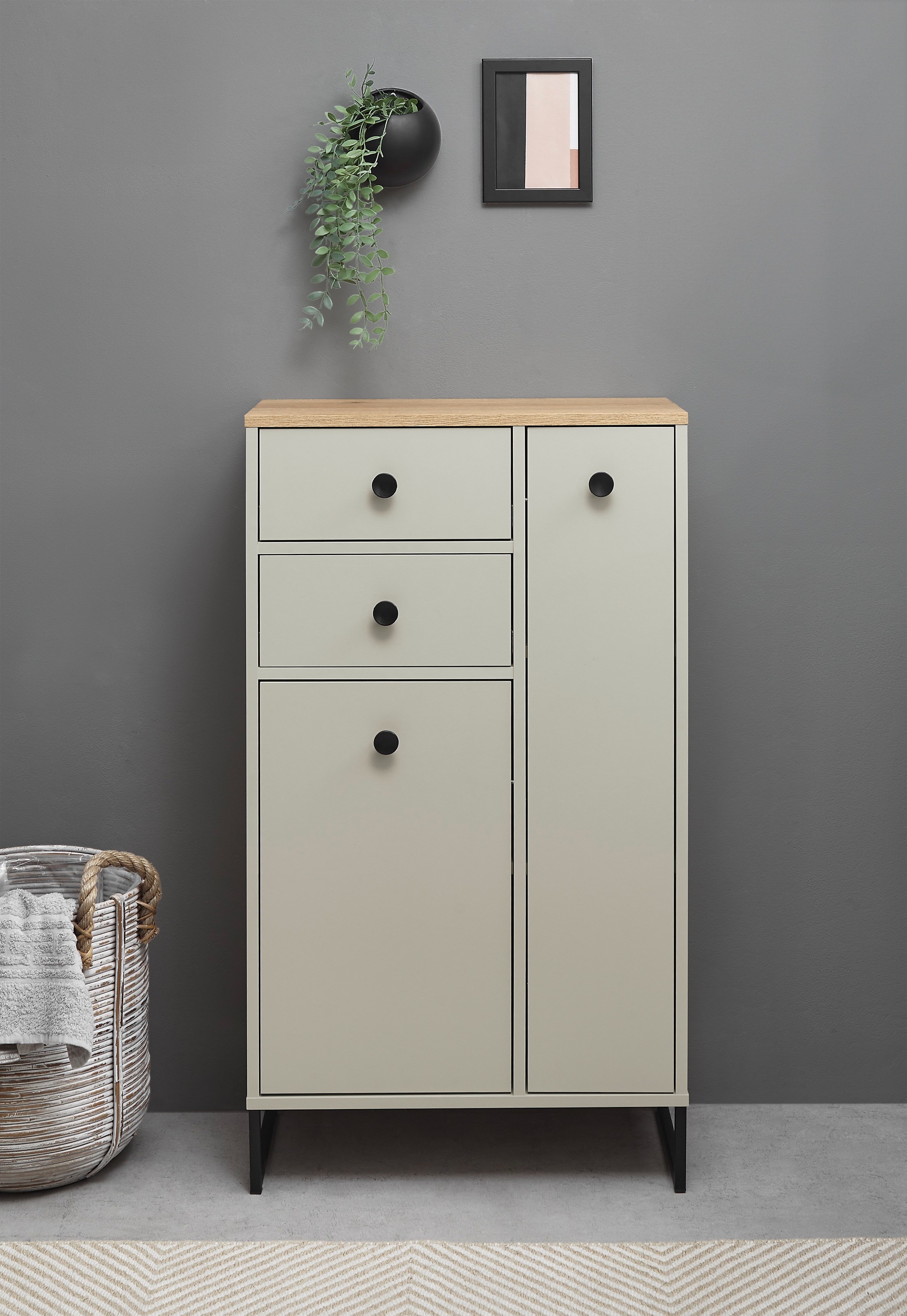 BASIC by Balculina Armoire intermédiaire »Linea« 1 cuis tlg. Largeur 38cm, pieds profilés en U, tiroir sous plan