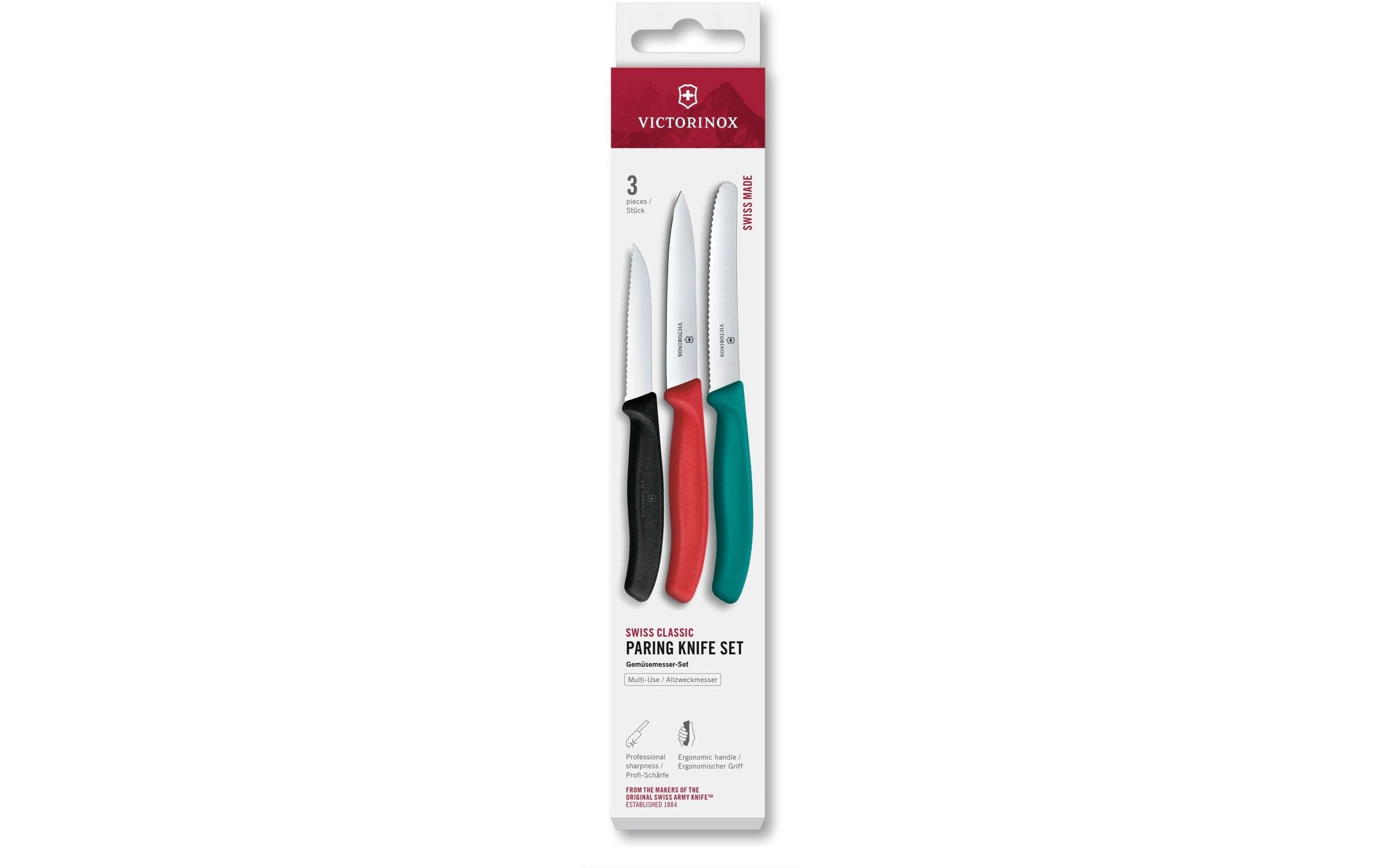 Image of Victorinox Messer-Set "Victorinox Messer-Set Swiss Classic, Grün / Rot / Schwarz"
