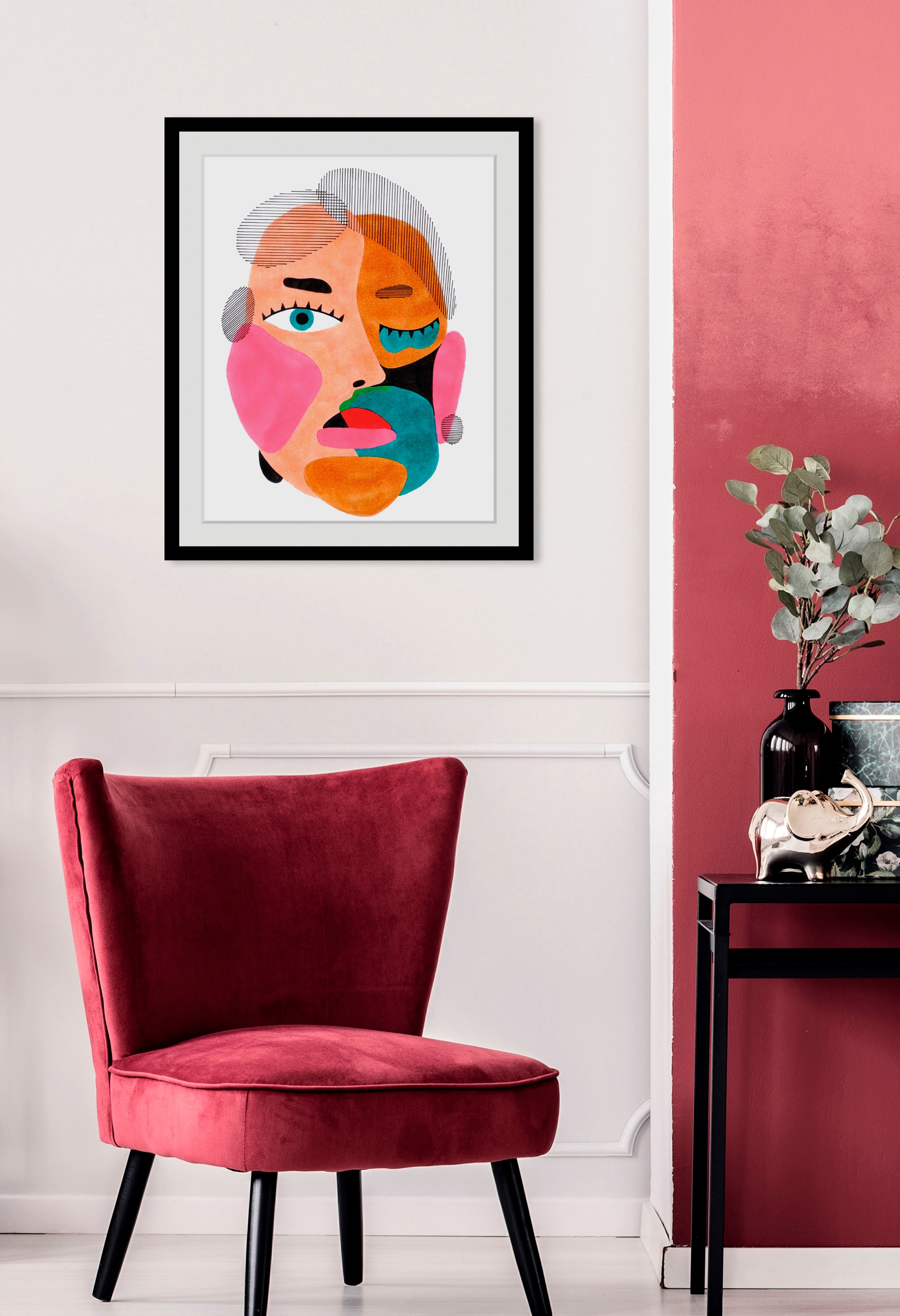 Image of queence Bild "Klaas" Abstrakt Figuren Gemälde Gesicht Kunst 1 Stk. tlg. HD Premium Poster-Druck inkl. Holzrahmen