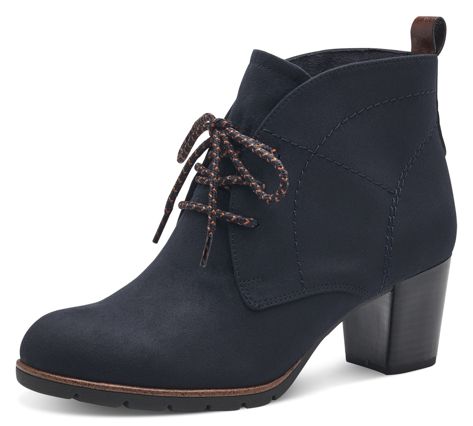 Image of MARCO TOZZI Schnürstiefelette Blockabsatz, Ankleboots, Schnürboots mit Ziernähten - vegan