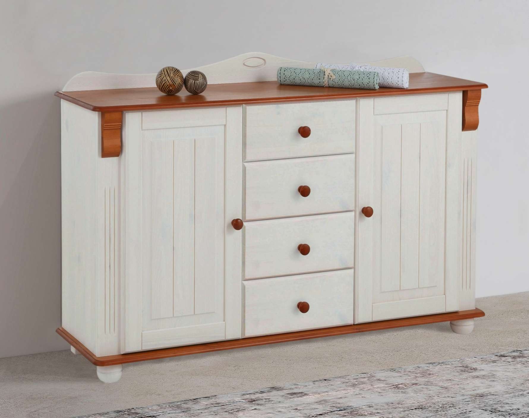 Home affaire Kommode »Sideboard, Anrichte, mit 3 Schubladen, 2 Türen«, aus massiver Kiefer, Breite 130 cm