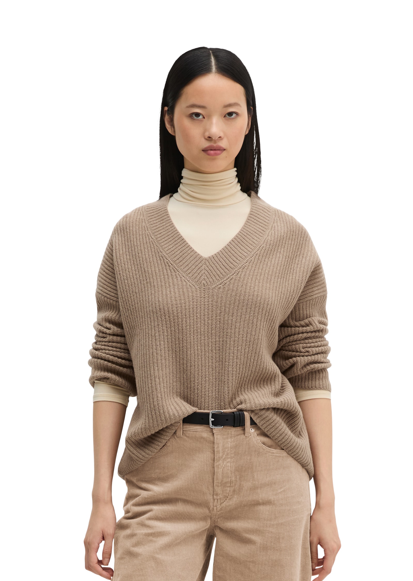 Image of Marc OPolo V-Ausschnitt-Pullover loose aus weichem Schurwolle-Mix