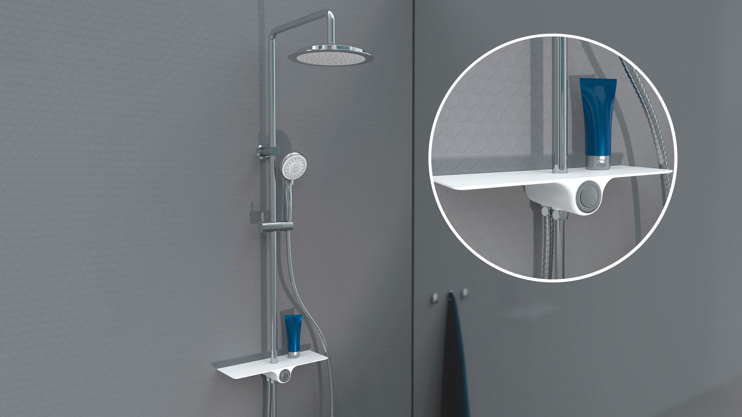 Schütte Brausegarnitur »Aquastar« Regendusche ohne Armatur, Duschsystem mit Ablage, mit 5 Funktionen