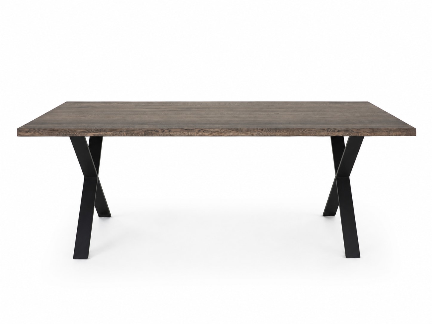 GOODproduct Esstisch »»NARVIK« Speisetisch, Küchentisch, Wohntisch, Esszimmertisch« Wildeiche geölt Natur/Smoke, Baumkante, X-Gestell schwarz Metall