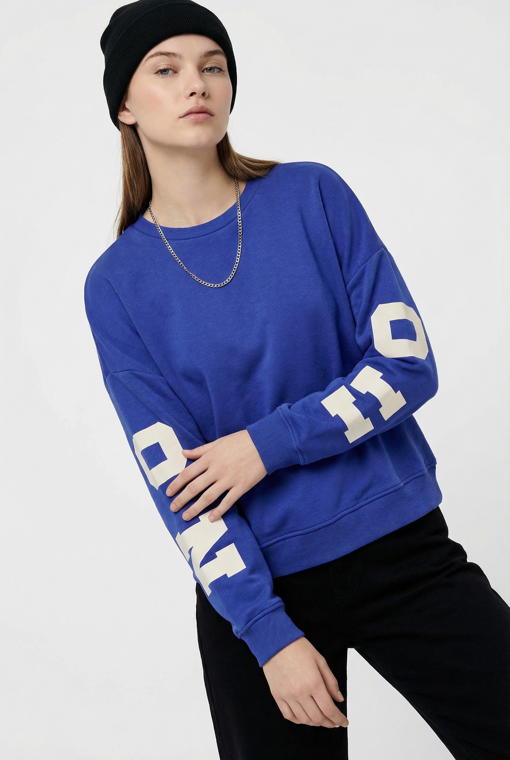ONLY Sweat-shirt »ONLSWEAT L/S BACK/SLEEVE PRINT SWT NOOS«, Baumwollmischung, loose fit
