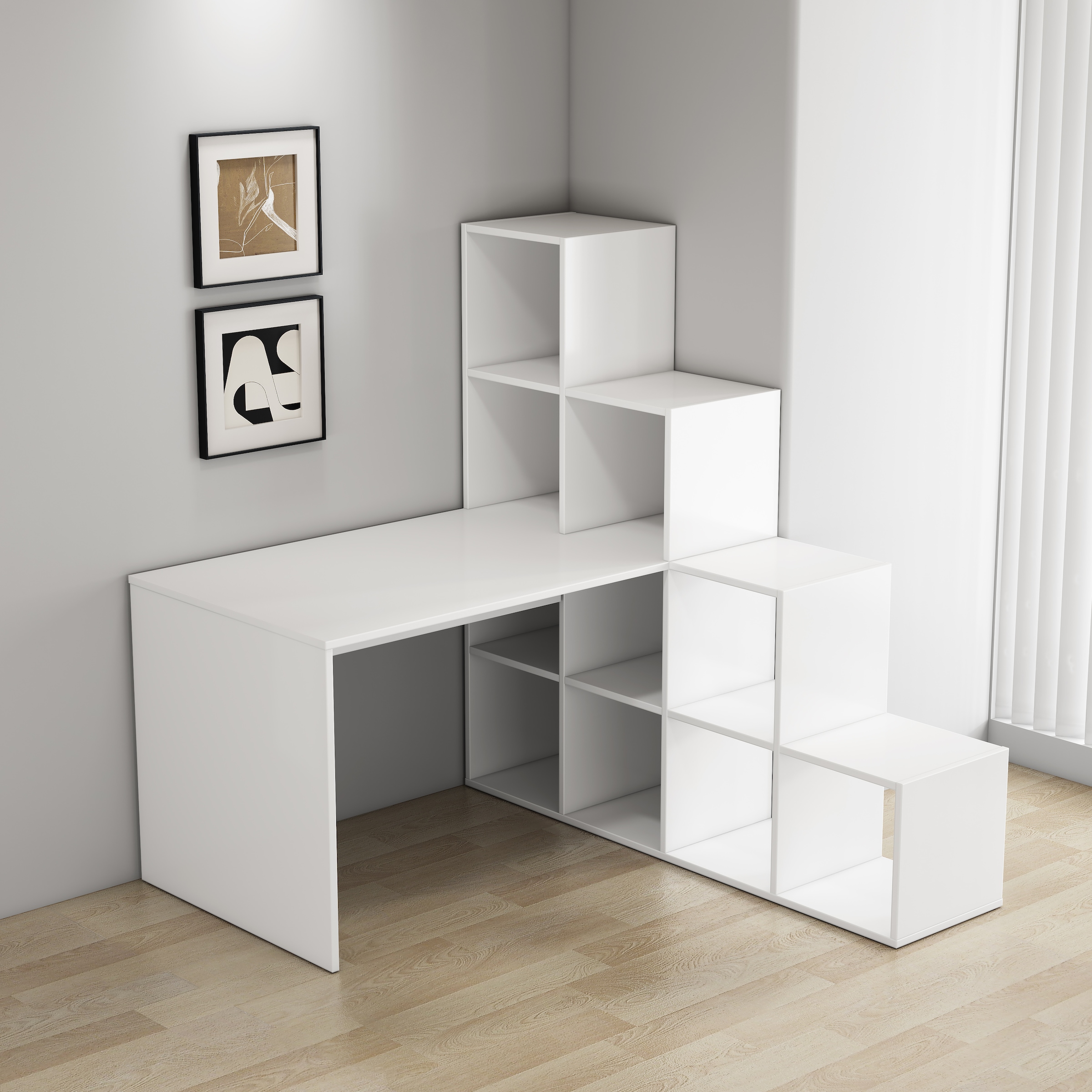 GOODproduct Regal-Schreibtisch »Ciela« Set,  flexible Aufstellmöglichkeiten, wechselseitig  montierbar, B. 137 cm