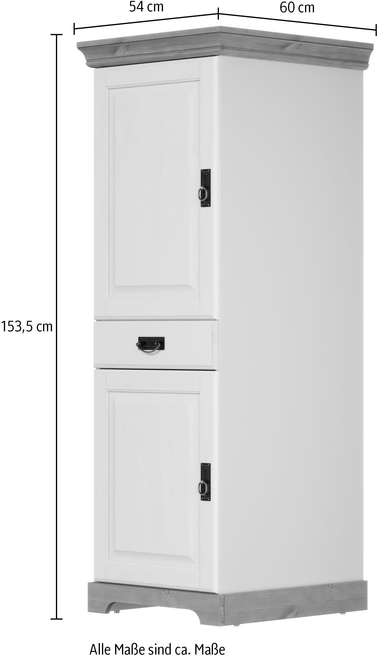 Home affaire Vorratsschrank »Rügen« Breite 47 cm, Kiefer massiv, 2 Türen, 1 Schubkasten