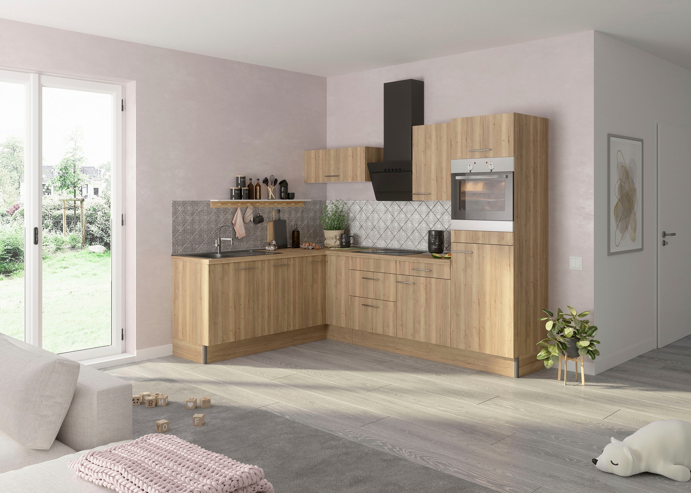 OPTIFIT Küche "Klara" 200 x 270 cm breit, wahlweise mit E-Geräten