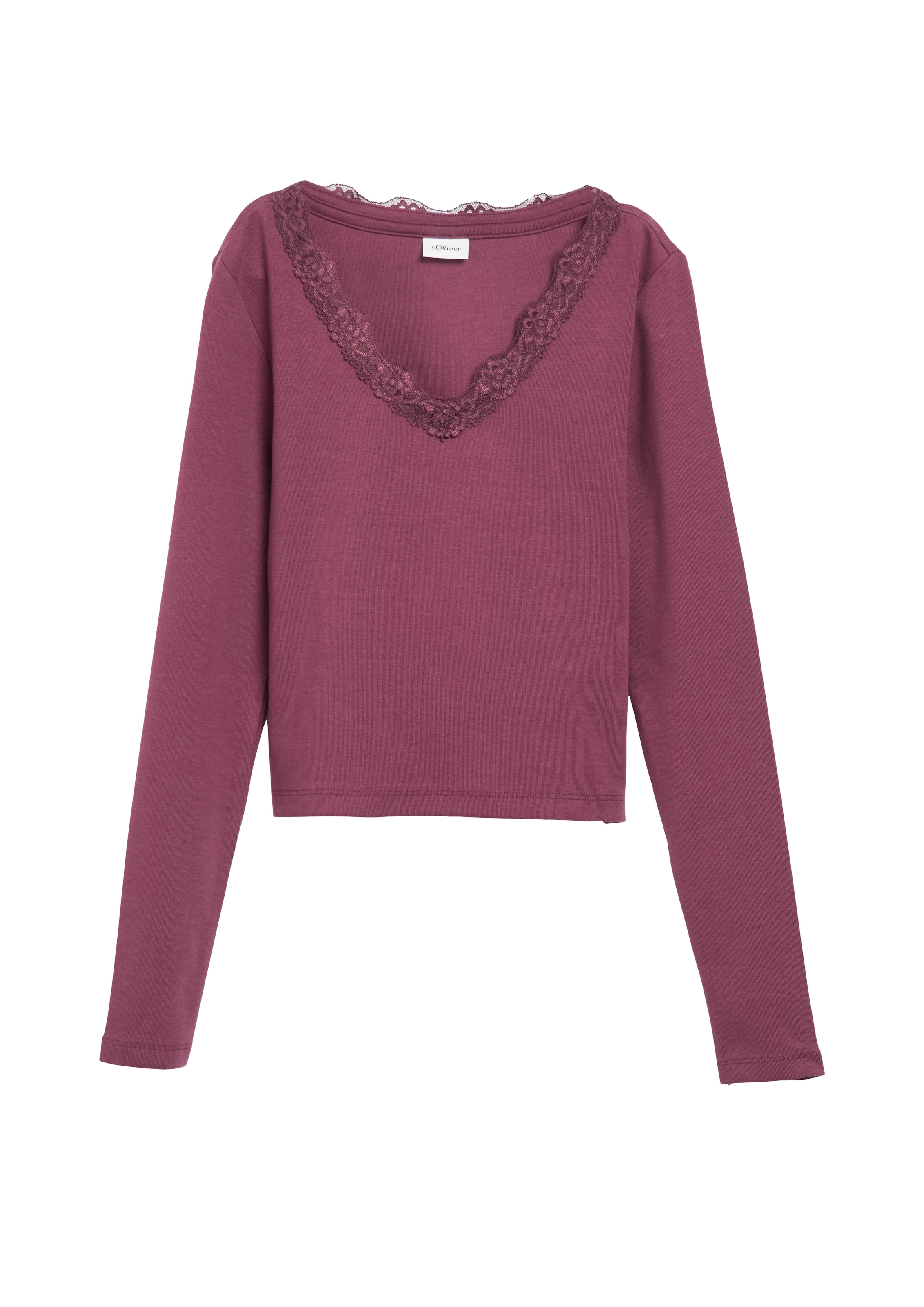 Image of s.Oliver Junior Langarmshirt mit V-Ausschnitt mit Häkelapplikationen / für Girls