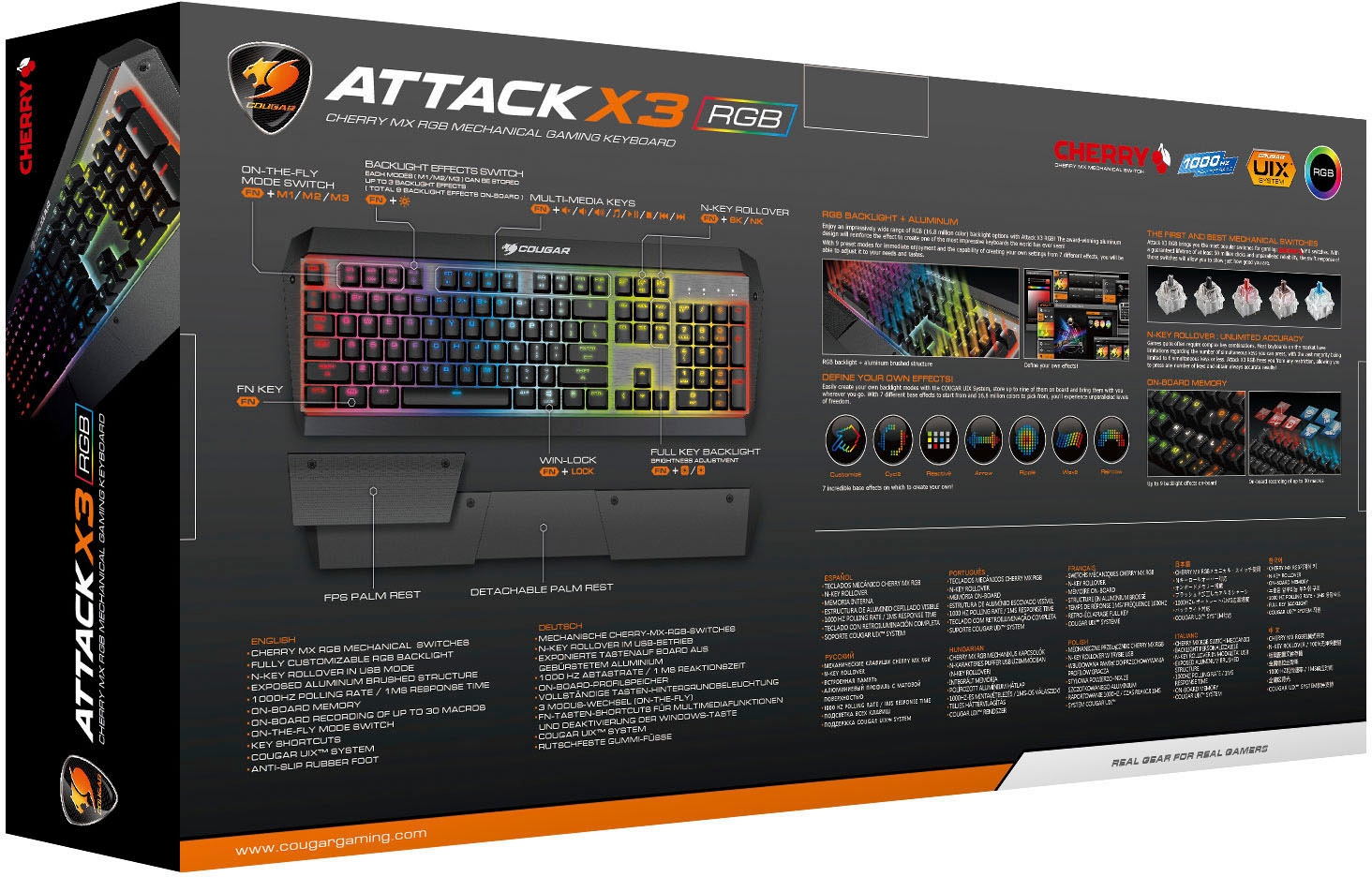 Cougar Gaming-Tastatur »Attack X3 RGB«, Cherry MX Silberfarben