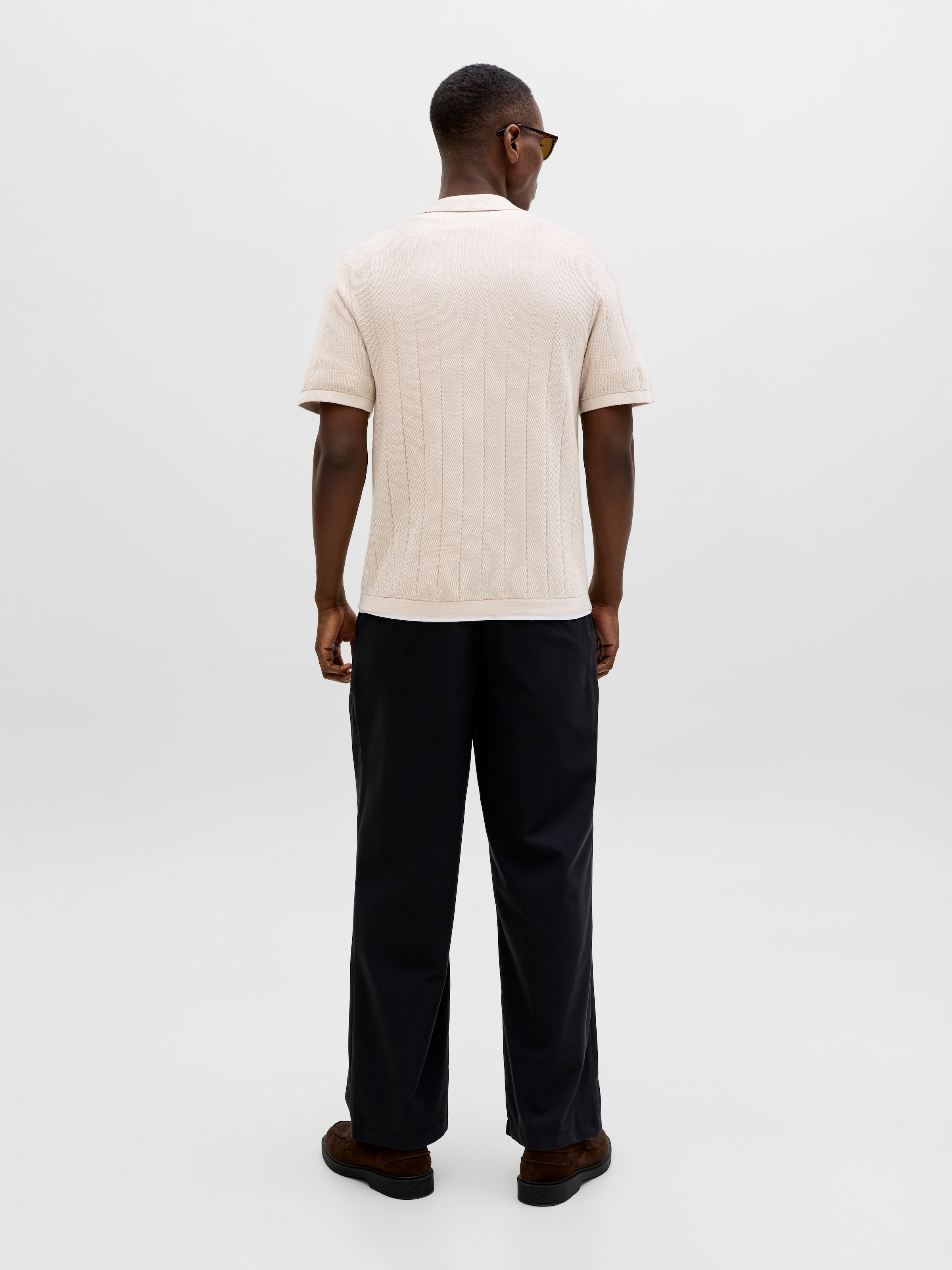 Jack & Jones Pull à col polo »JJEBRADLEY KNIT SPLIT NECK SS SN« Coton