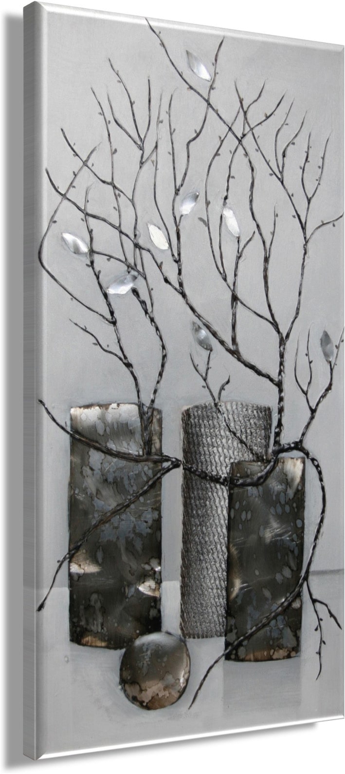 Bönninghoff Ölbild »Ölgemälde handarbeit VASE 40x80 cm – Wandbild Kunst Deko modern« Blätter | Ranken | Vasen & Töpfe 1 Stk. tlg. handgefertigt, jedes Bild ein Unikat