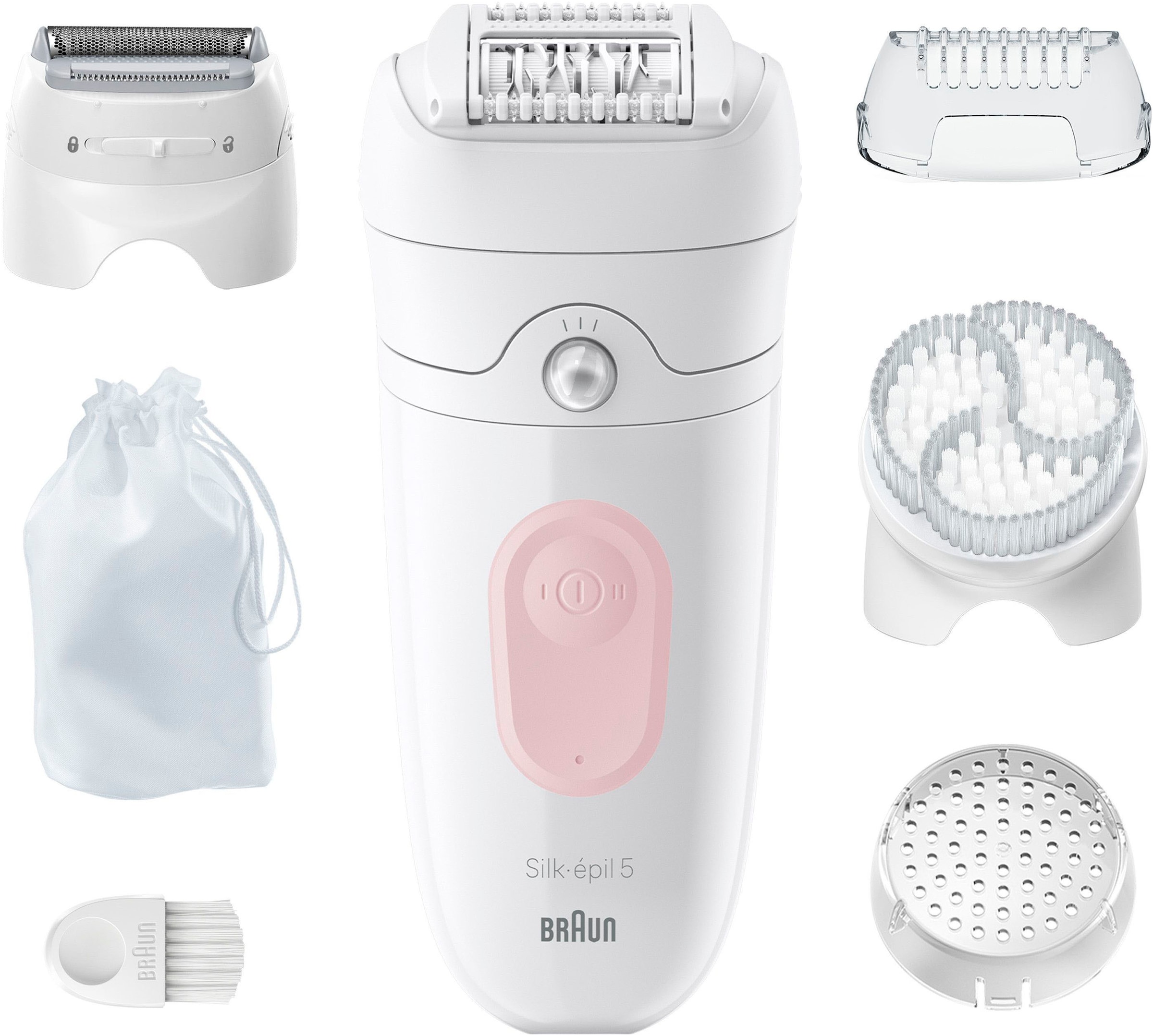 Braun Epilierer »Silk-épil 5 5-060«, mit Rasieraufsatz, Trimmeraufsatz und Peeling Aufsätzen