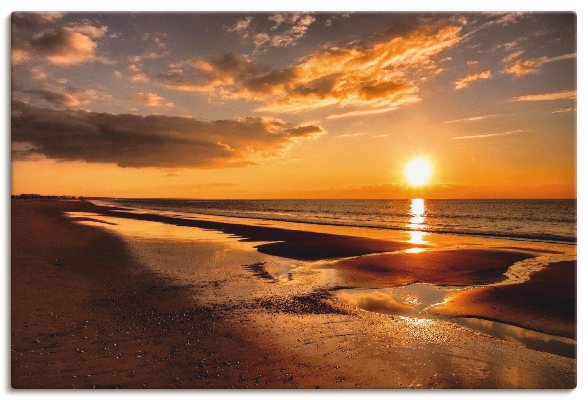 Image of Artland Leinwandbild "Sonnenuntergang am Mittelmeer" Strand 1 Stk. tlg. auf Holzrahmen gespannt