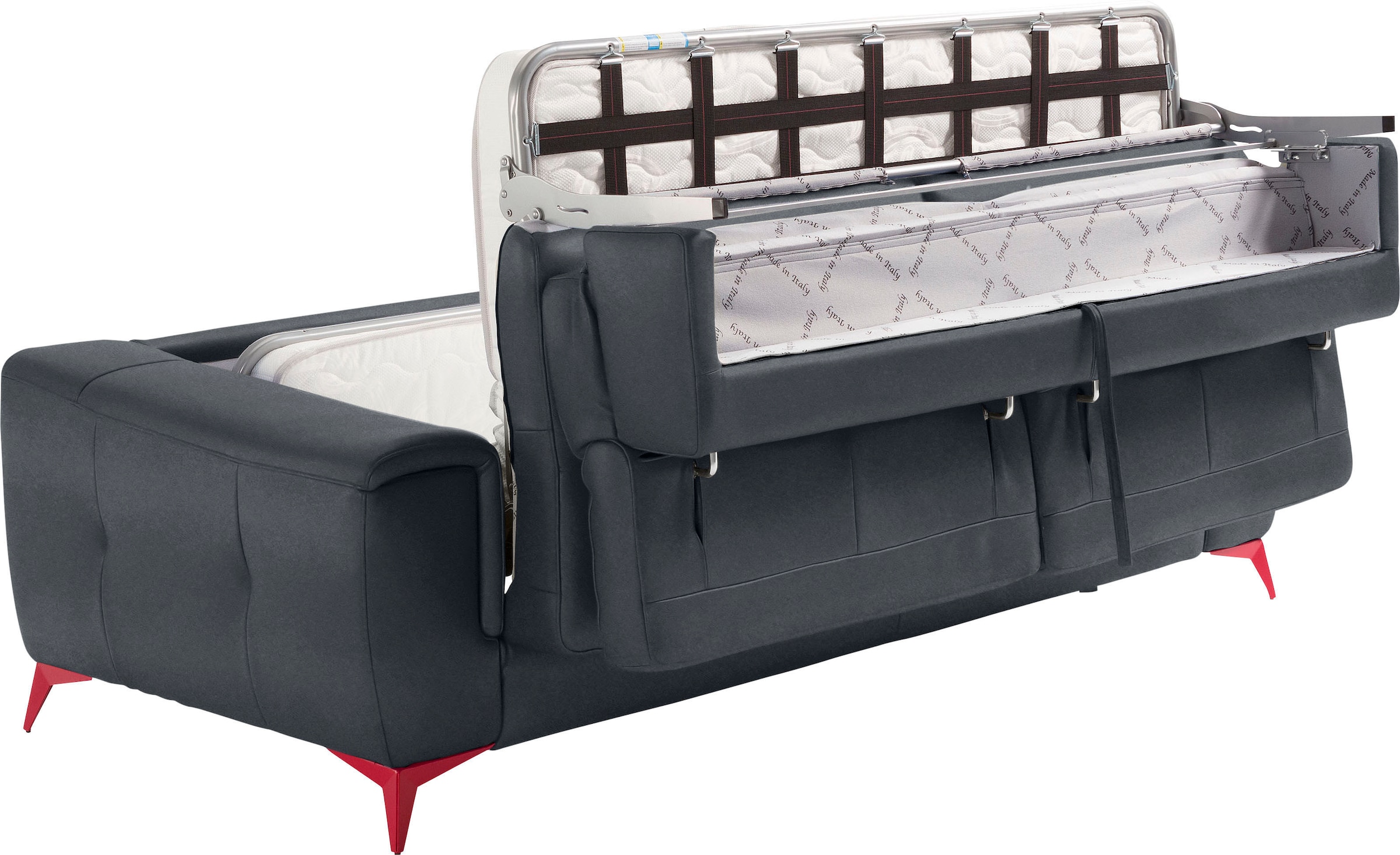 Egoitaliano Schlafsofa »Francine, Designsofa, Loungesofa mit Dauerschlaffunktion, Bettfunktion«, hochwertiger Metallbettrahmen & Matratze, Kopfteil manuell verstellbar