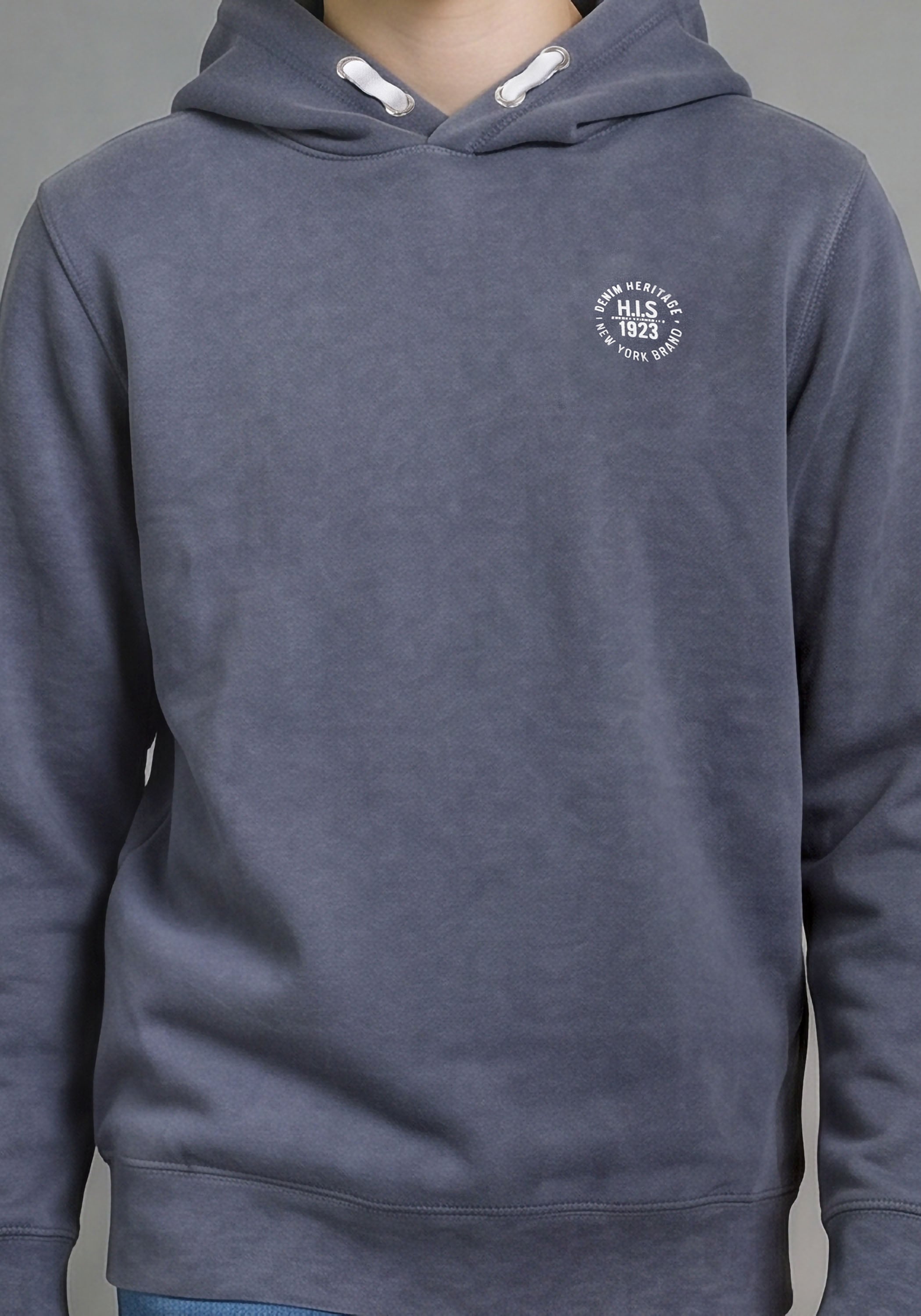 H.I.S Sweat à capuche »H.I.S Hoodie mit Logo-Druck in melierter Ware für Jungen«, Pour ados. Sweat à capuche avec petit imprimé
