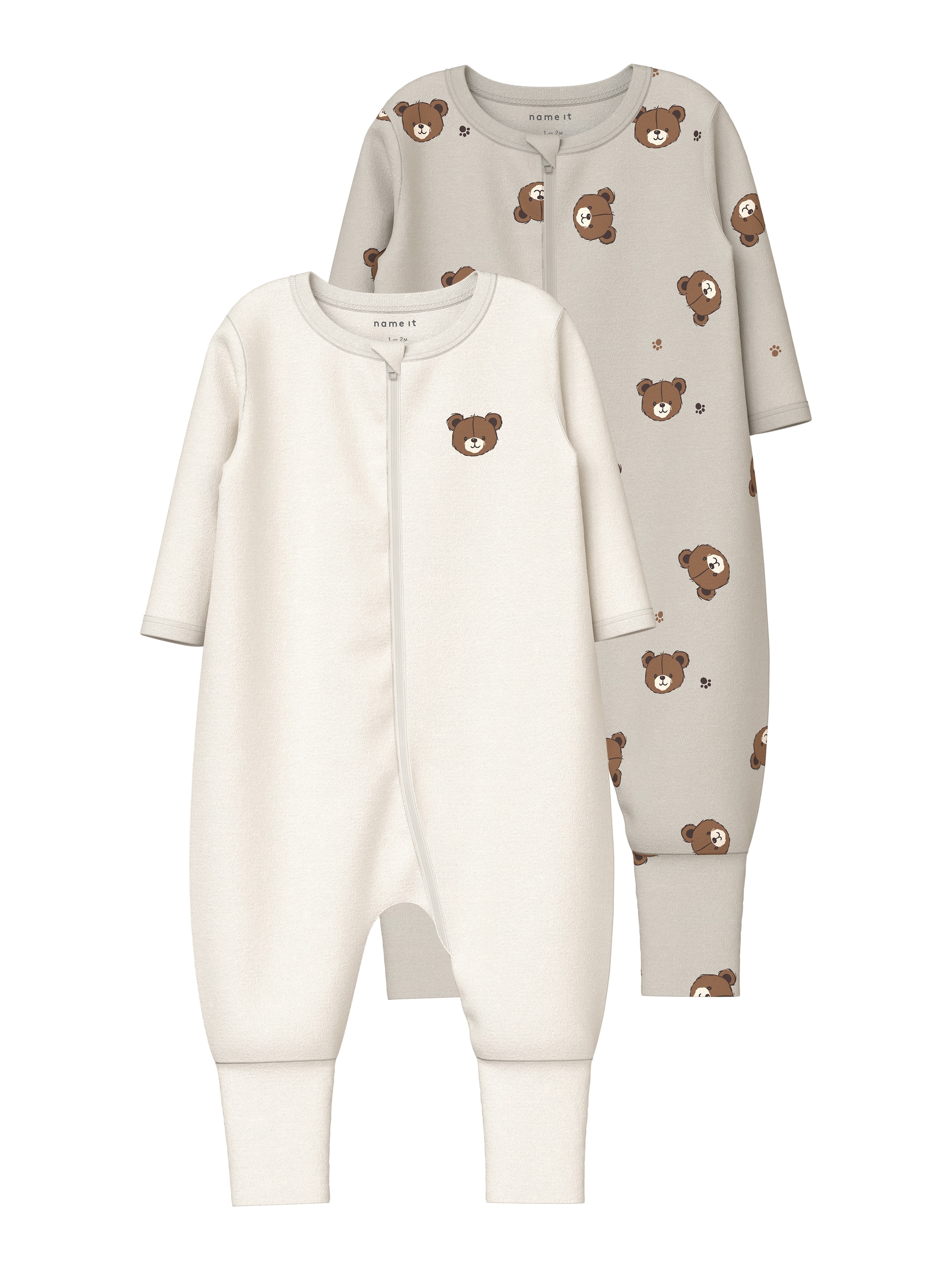 Name It Schlafoverall »NBNNIGHTSUIT 2P ZIP FF PUMICE BEAR NOOS« Packung, 2 tlg.