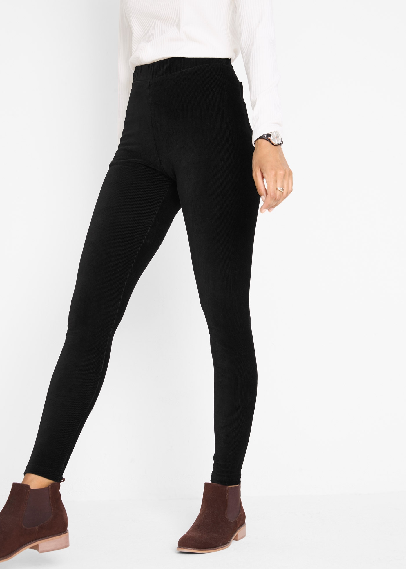 Image of bonprix Leggings "Feincord-Leggings mit breitem Komfortbund" aus Feincord, mit Elasthan-Anteil, Skinny Fit