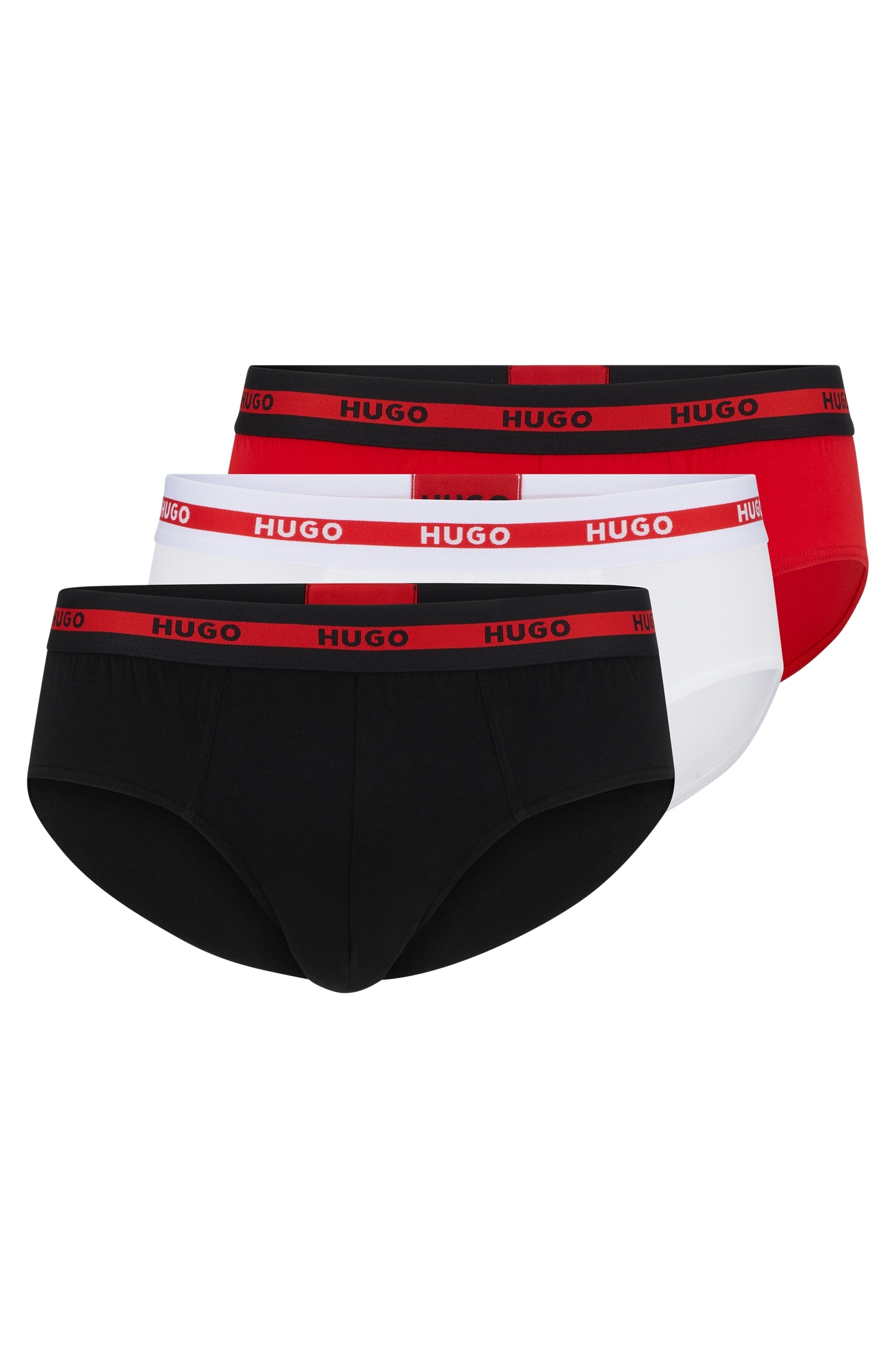 Image of HUGO Underwear Slip Packung, Im Dreierpack, 3 Stk. mit Kontraststreifen und Logoschriftzügen auf dem Bund