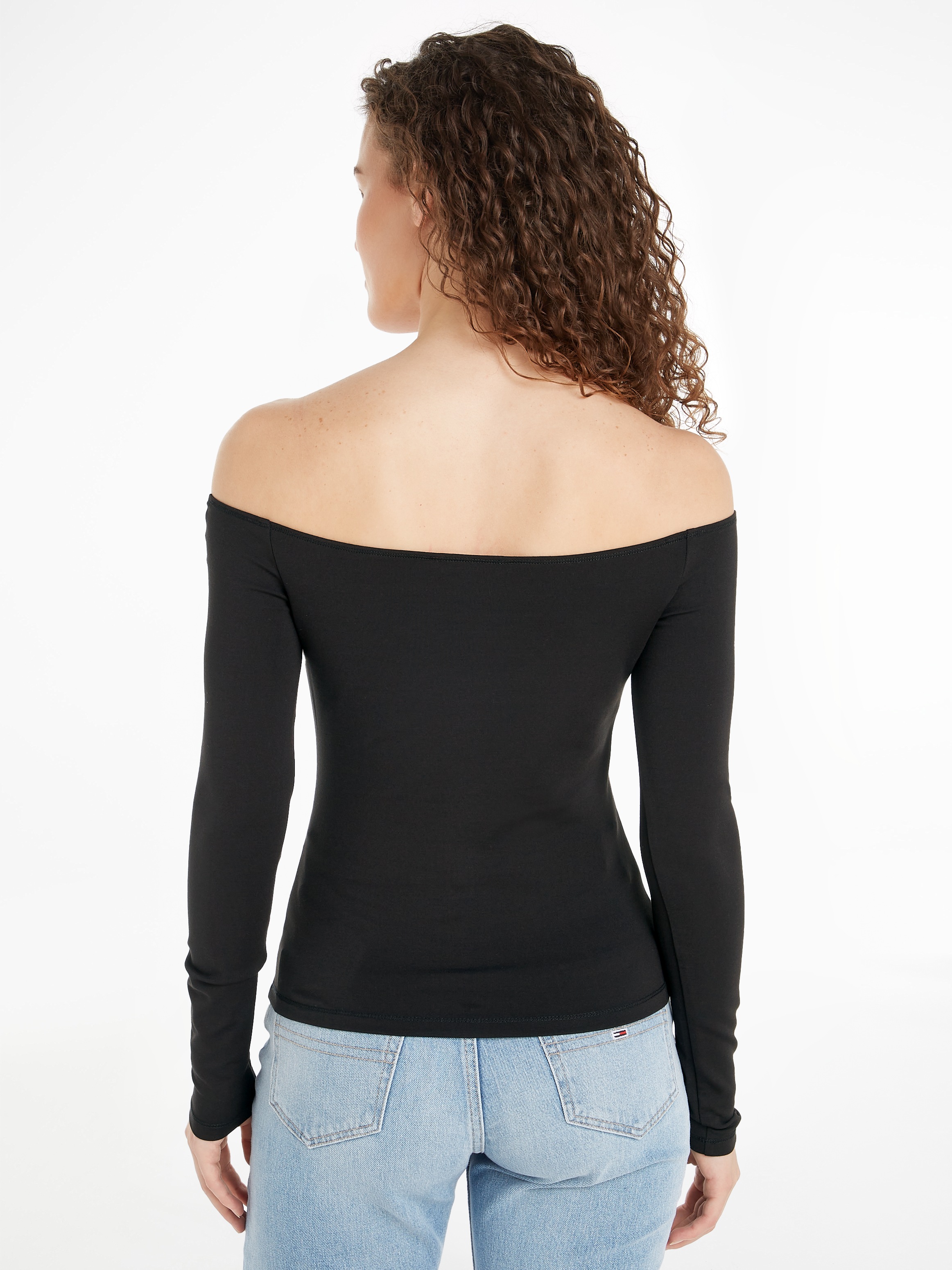 Tommy Jeans Langarmshirt »TJW SLIM BADGE CUTOUT TOP LS«, mit Tommy Jeans Logo
