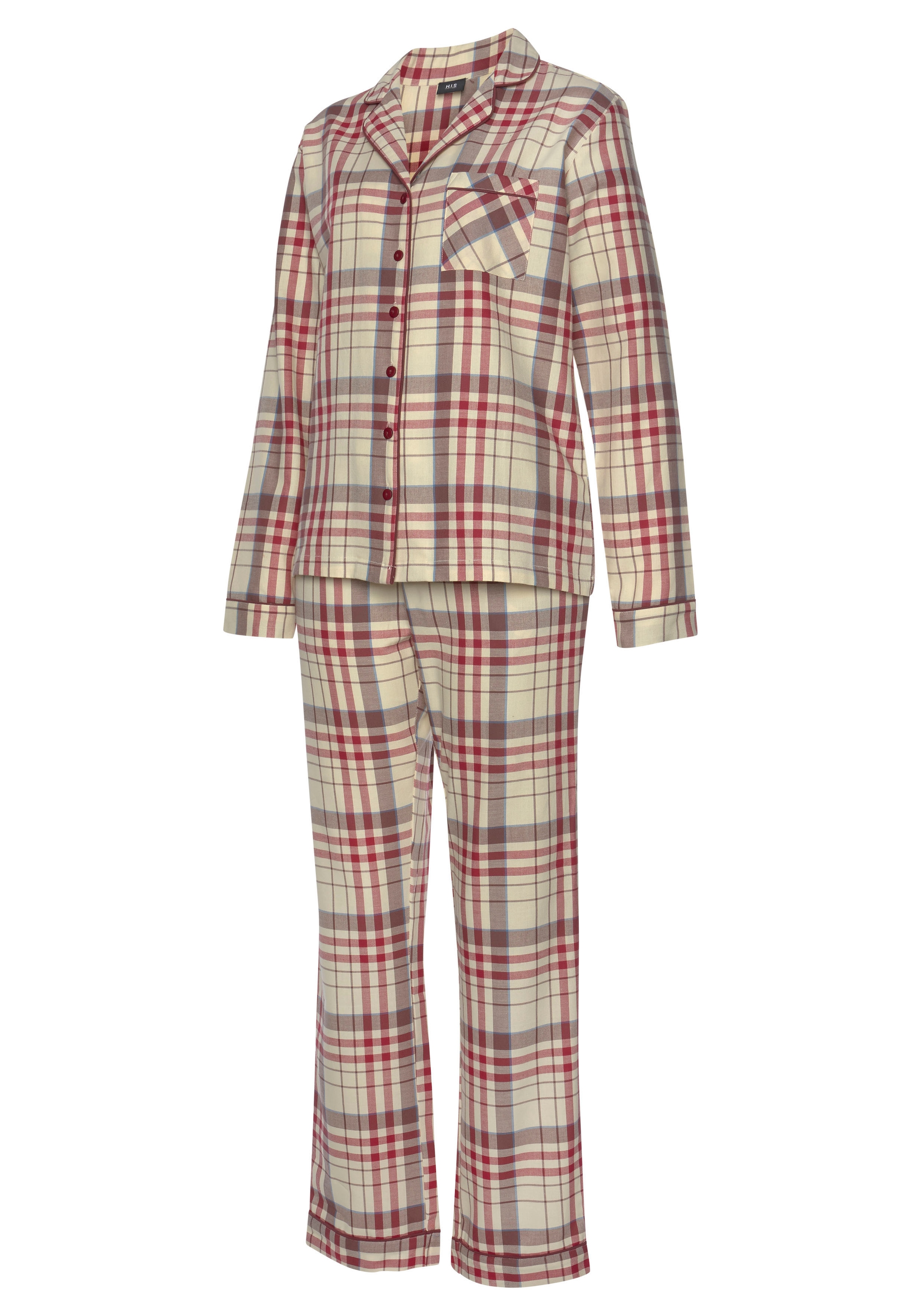 H.I.S Pyjama, (Set, 2 tlg.), aus Flanell mit Allover-Karomuster